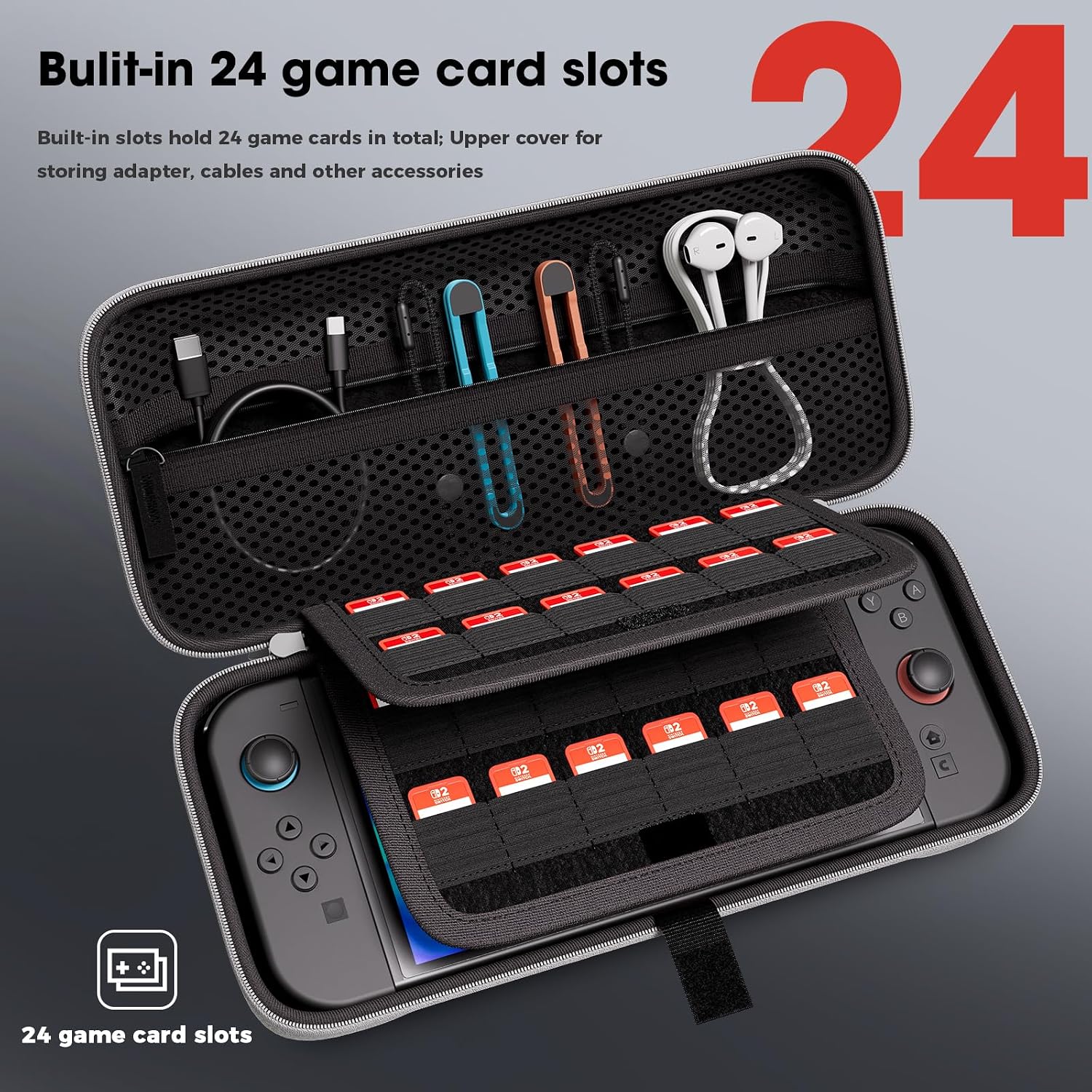 Detalle de ProCase Carrying Case for Nintendo Switch 2 (2025) with 24 Game Card Slots, Hard Portable Travel Case Storage Bag Protective Pouch for 2025 Nintendo Switch 2 Console & Accessories -Grey
ProCase Carrying Case for Nintendo Switch 2 (2025)…