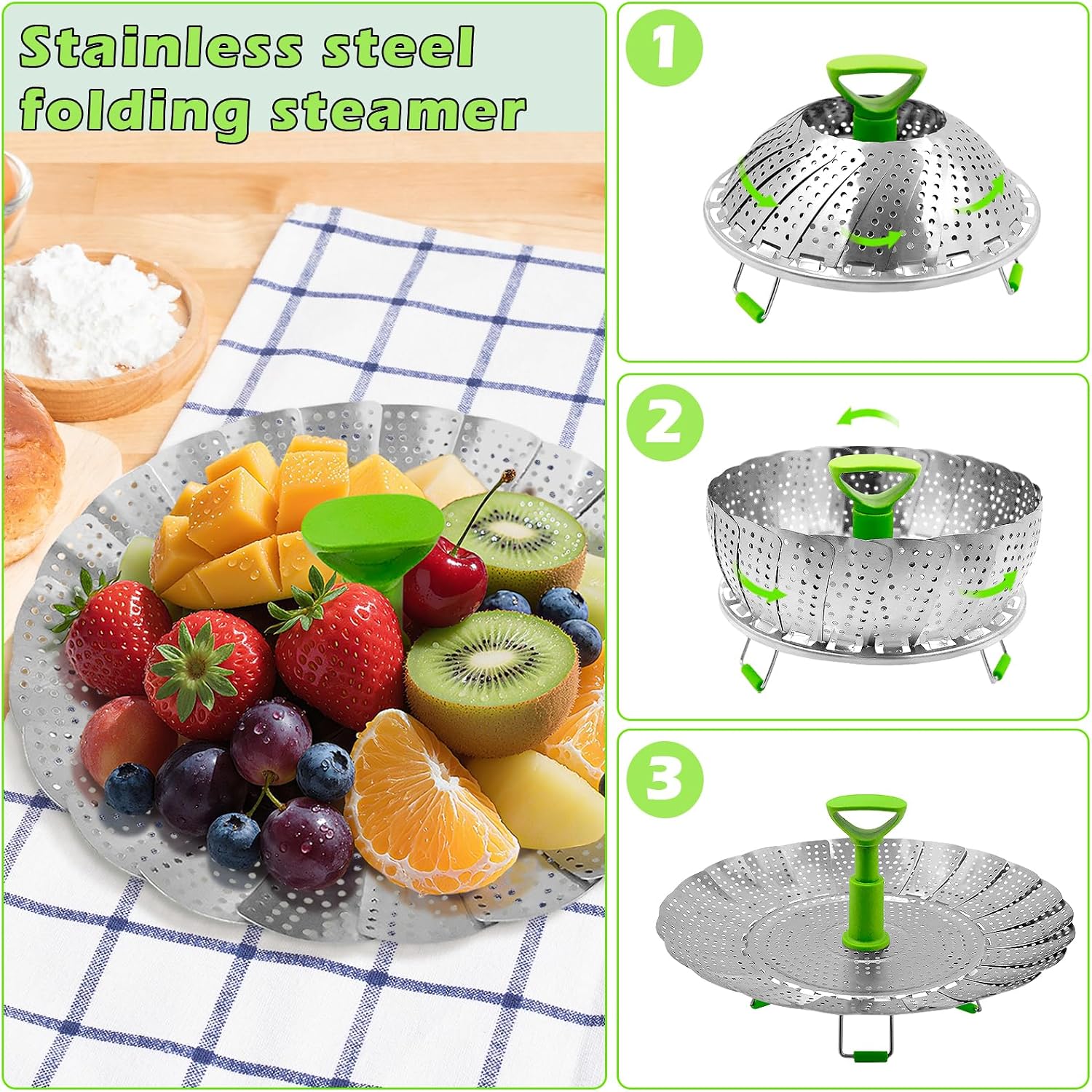 Thumbnail 2 de Mritrit Stainless Steel Steamer Insert, Expandable 7–11 Inch Basket