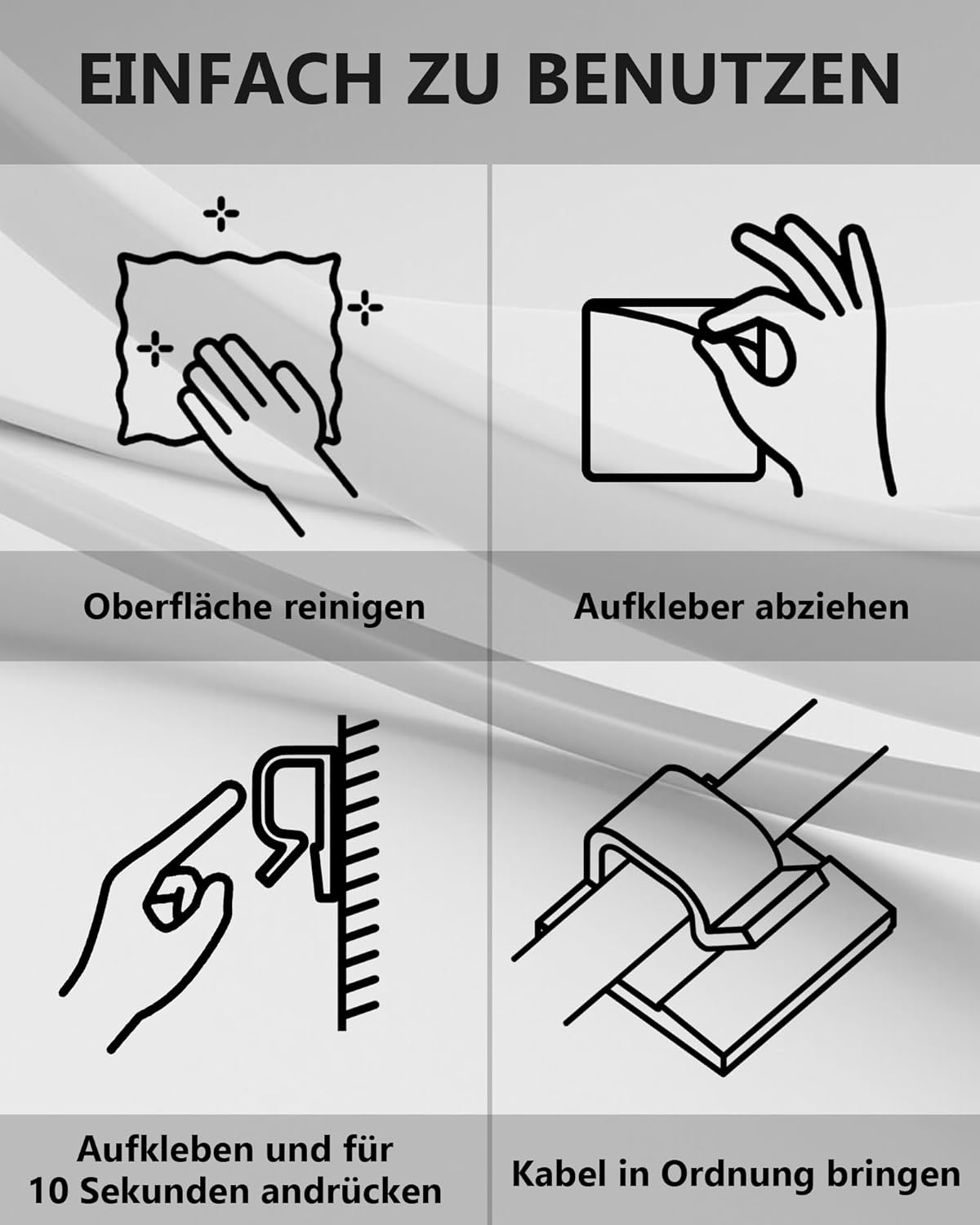 Detalle 2 de Tesmax 100 Stück Kabelhalter selbstklebend für Kabelmanagement