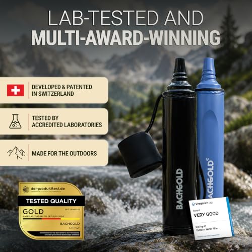 Detalle 2 de BACHGOLD Water Filter Straw for Camping, 70 cm Hose, 2-Stage Filtration