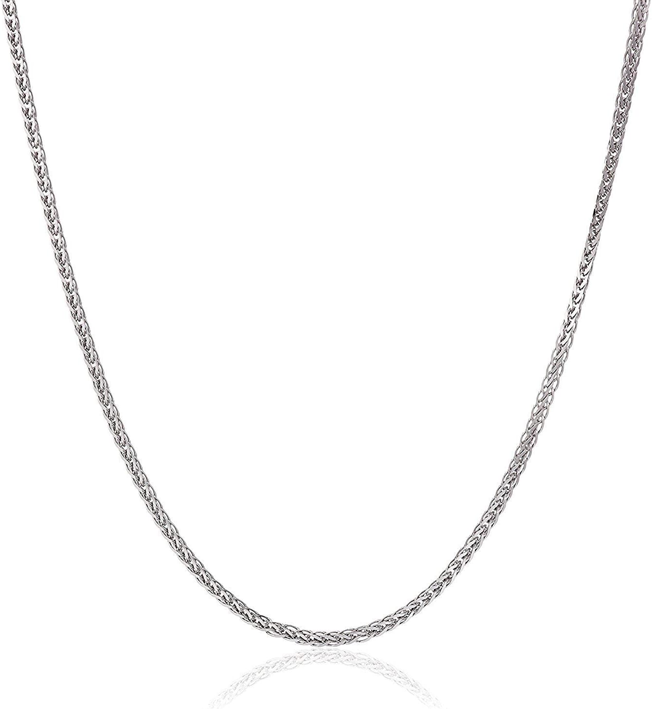 Detalle de PRINS JEWELS 14 Carats 585 Brillant Spiga chaîne en Or Blanc – Largeur 2 mm