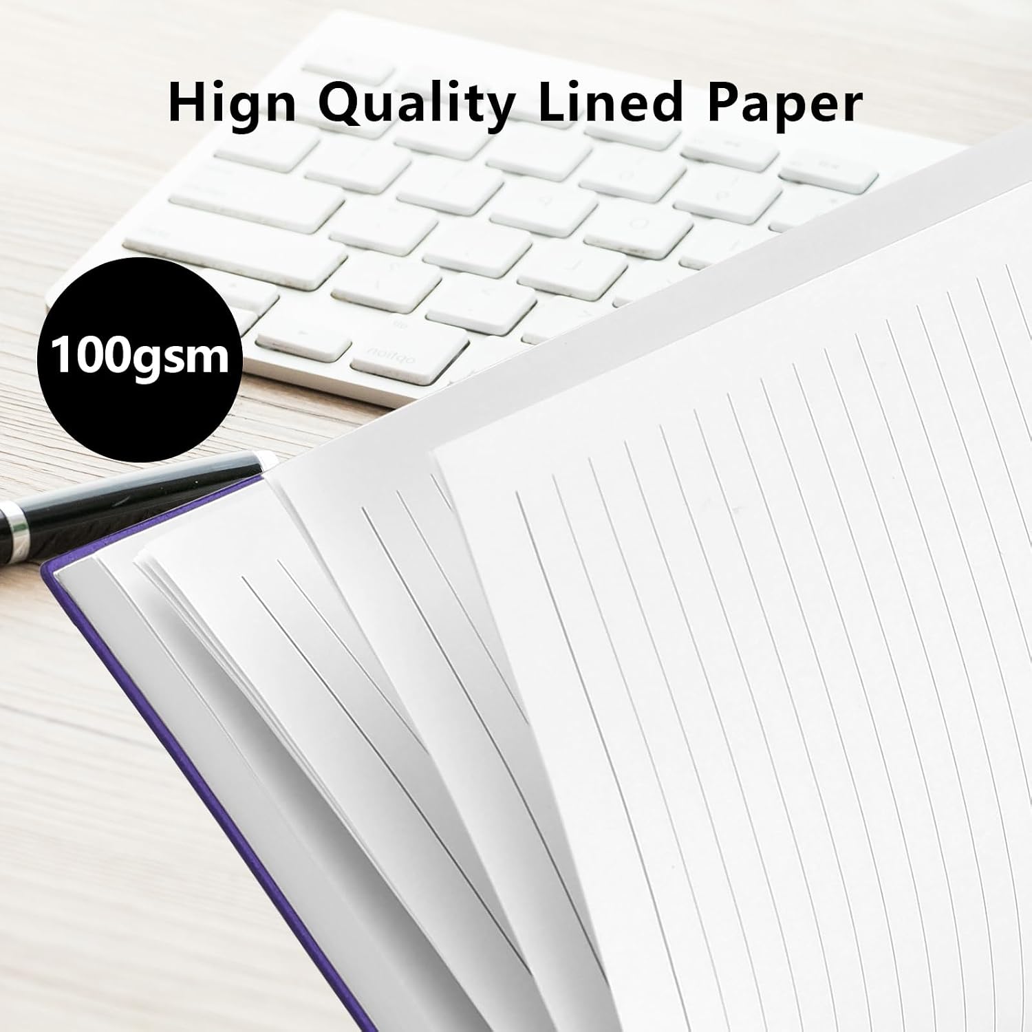 Thumbnail 3 de A5 Hardback Thick Journal Notebook (Purple) – 320 Lined Pages, 100gsm Paper, Elastic Closure