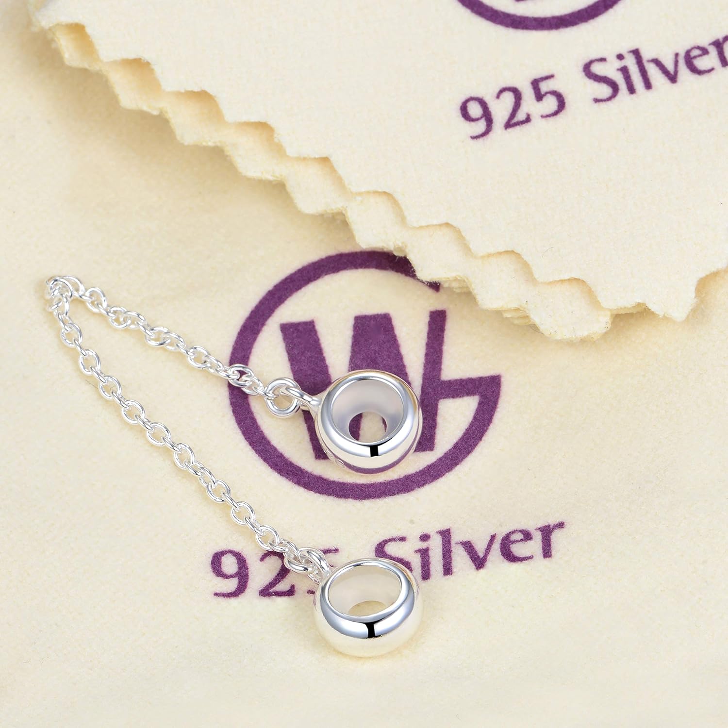 Thumbnail 5 de GW Charms Stopper 925 Sterling Silber für Armband – Gummi Clip, 2,5 mm Loch, 4,4 mm Amulett, nickel- und bleifrei