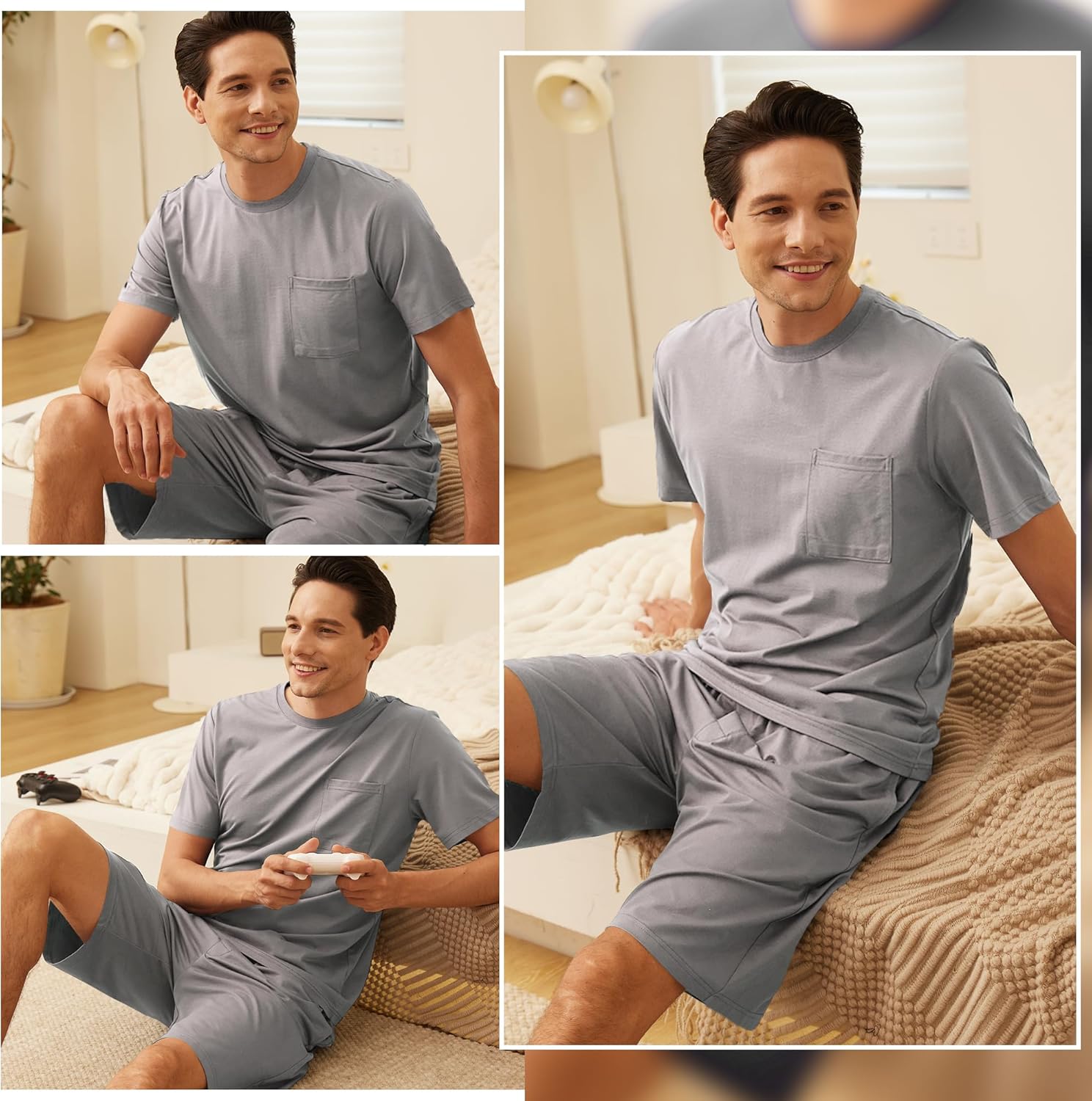 Detalle 1 de BAMBOO COOL Mens Pajama Set Lightweight S-3XL