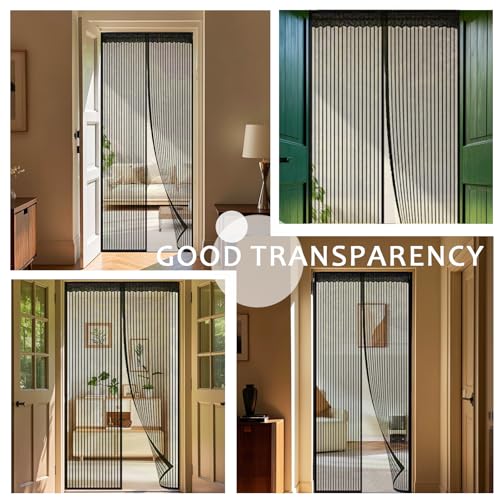Detalle de YRH Magnetic Fly Screen Door (90x210cm, Black) – Hands-free, Tool-free, Durable Mesh