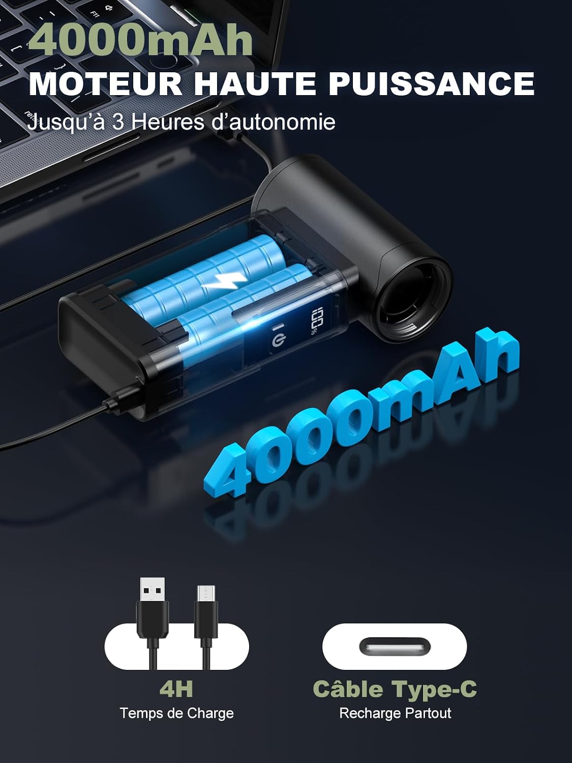 Thumbnail 6 de Smiling Shark JE-01 Souffleur Air Comprimé — Dépoussiérant sans fil polyvalent, 4 vitesses et corps en alliage d’aluminium