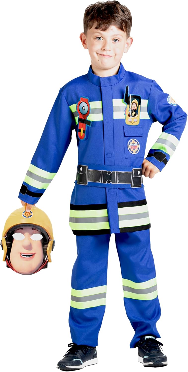 Detalle de Fireman Sam New Uniform – kostium strażaka dla chłopca 5–7 lat z maską