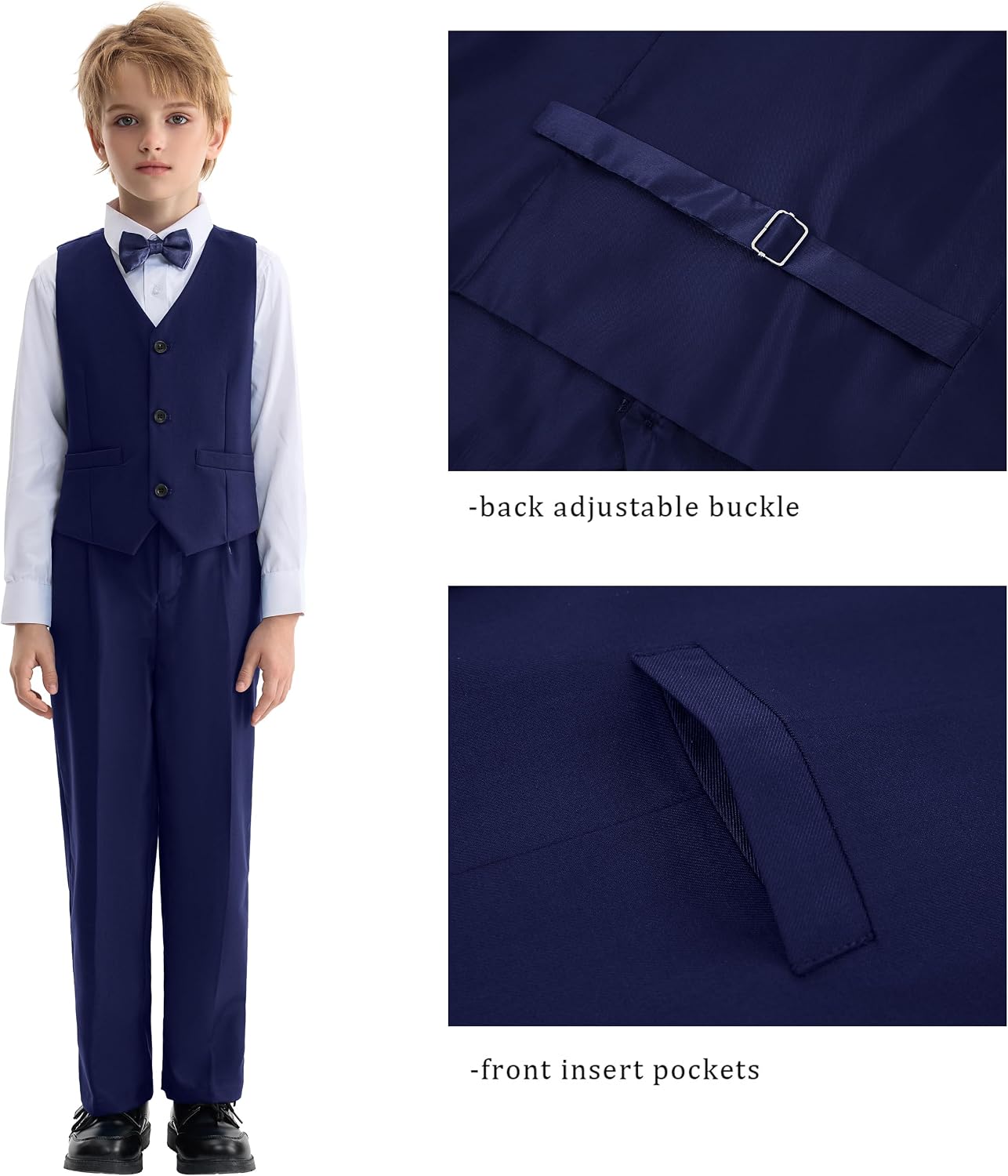 Detalle de LOLANTA Smoking Schwarz Jungen Anzug – Page Boy Set für Hochzeit