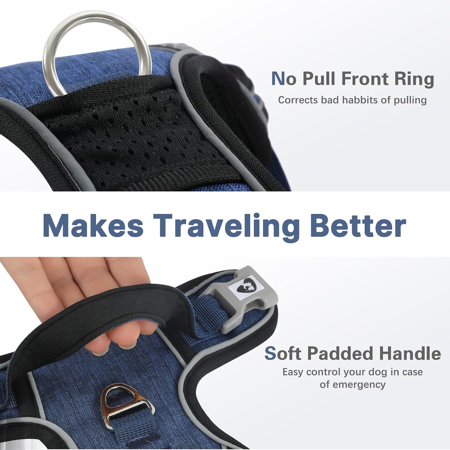 Detalle 2 de Belababy Large Dog Harness: Anti-Pull, Padded Handling and Reflective Safety for Everyday Walks