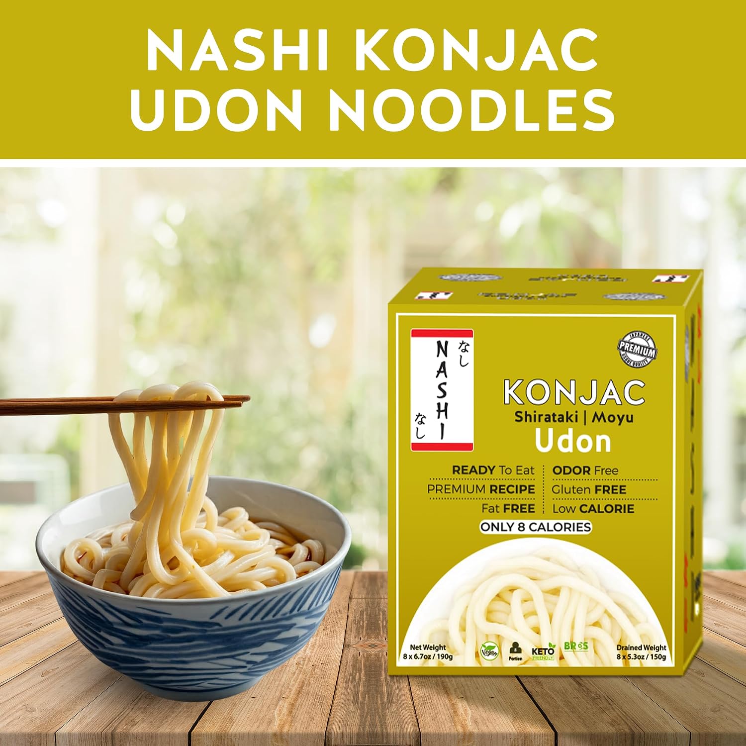 Thumbnail 5 de Nashi Shirataki Konjac Udon Noodles (8×190g) – Senza Odore, Basso Contenuto Calorico, Kosher Keto Friendly