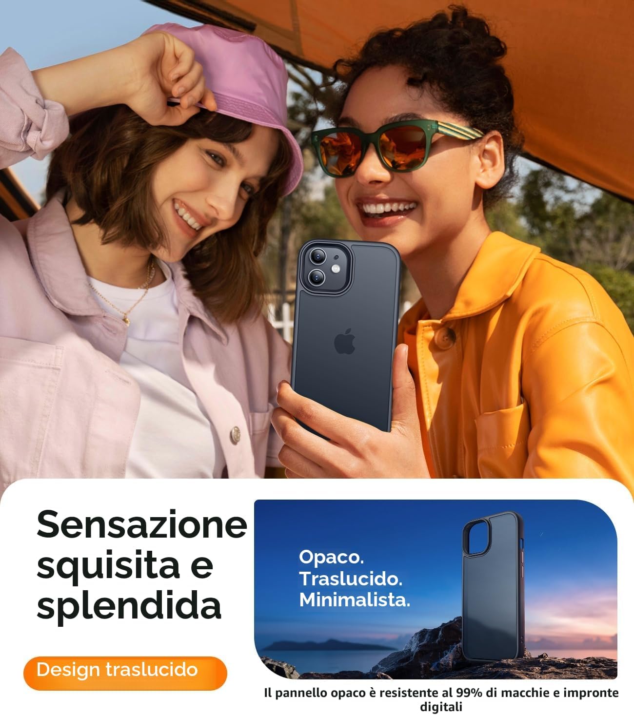 Detalle 2 de CANSHN Cover Opaca per iPhone 11 con Bordi Quadrati – Custodia sottile antiurto, trasparente opaca nera