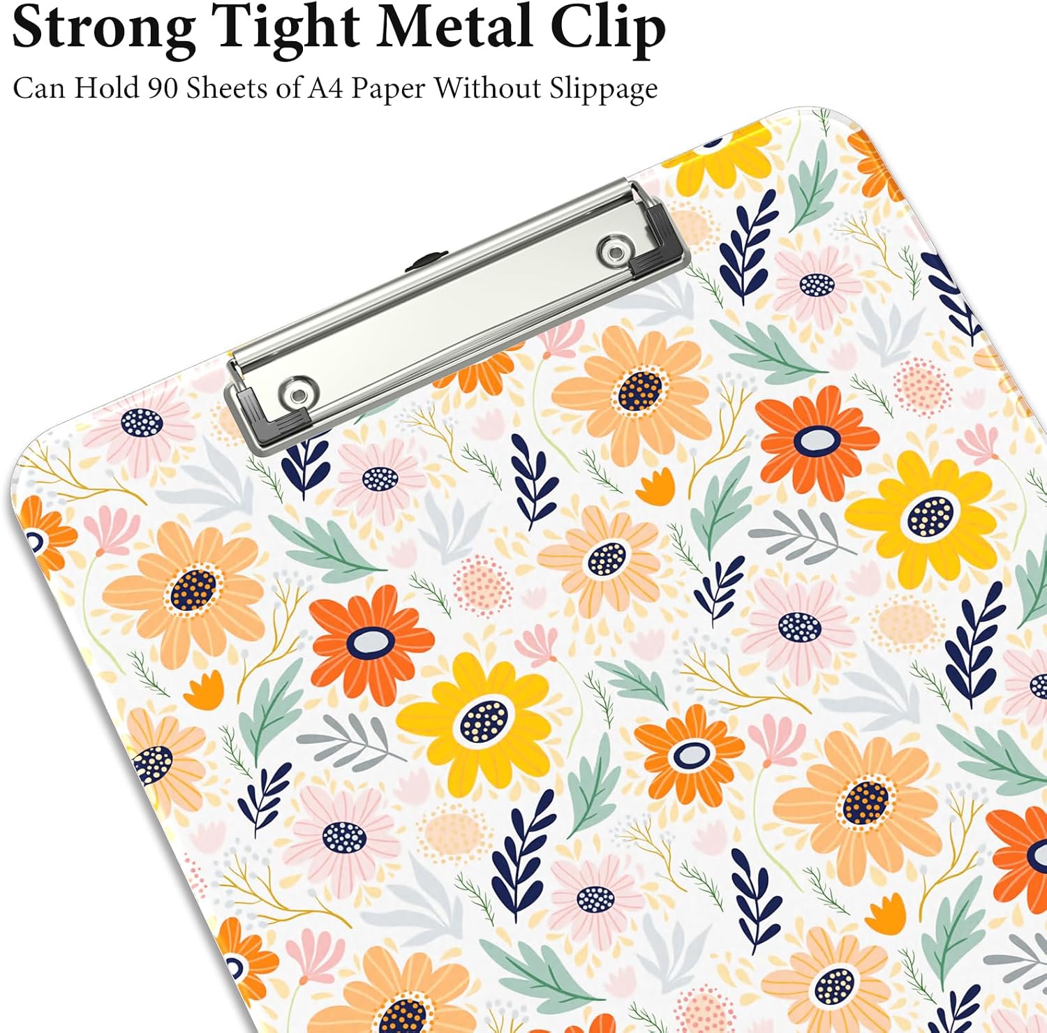 Detalle 2 de Rimilak Pattern Clipboard A4-Orange Flower Plastic Clipboard for A4 and Letter