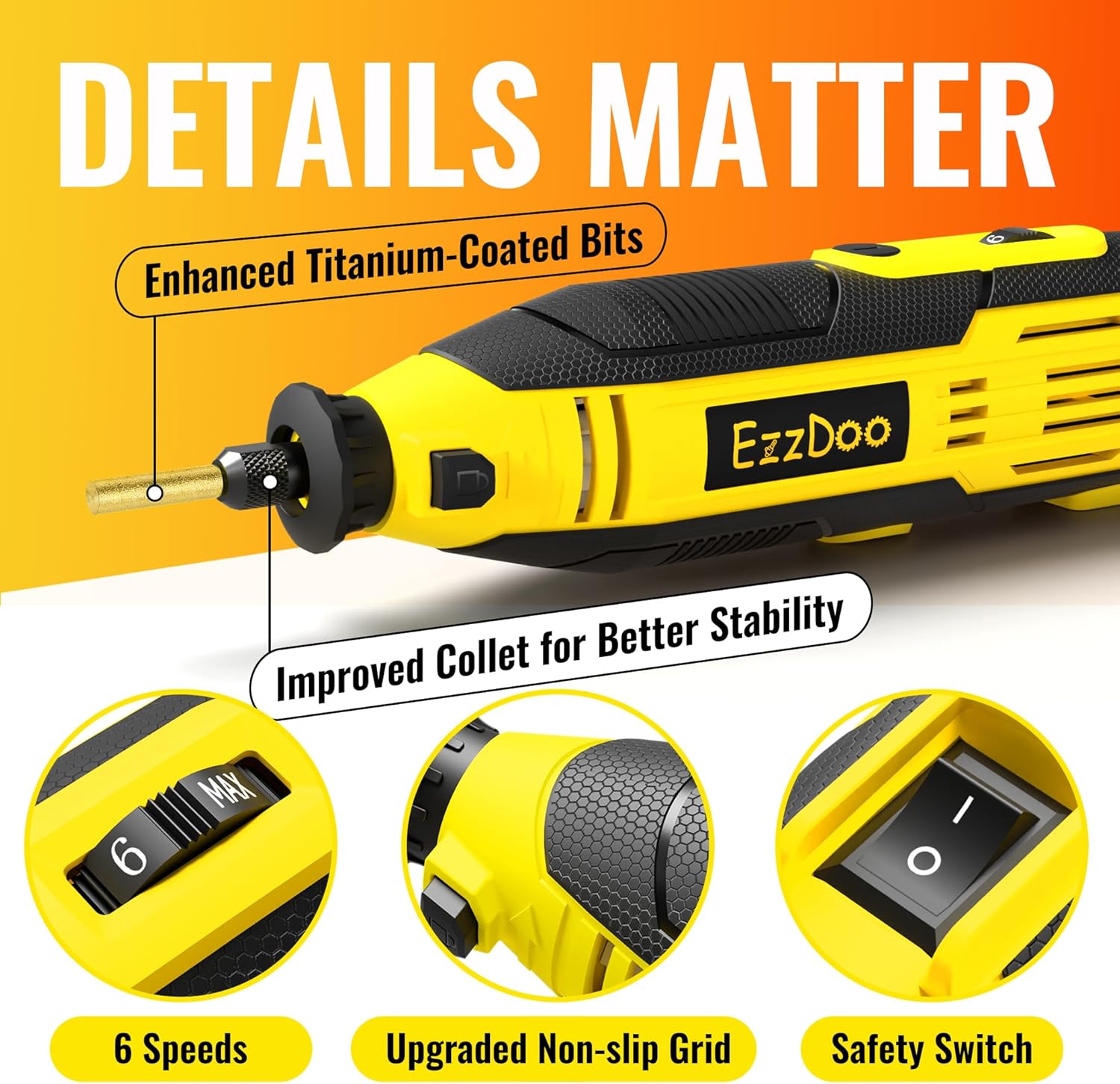 Detalle 2 de EzzDoo Electric Chainsaw Sharpener Kit with 6 Bits