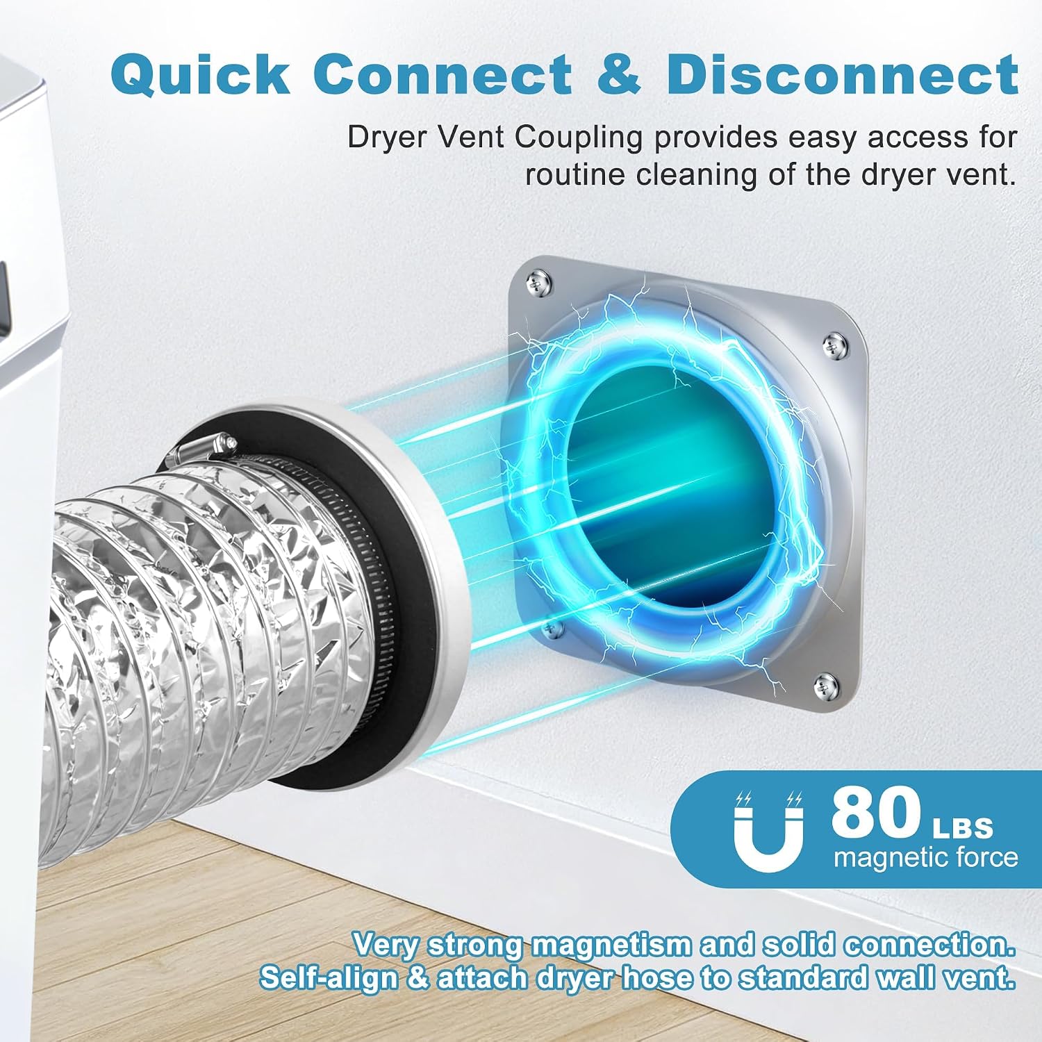 Thumbnail 2 de Xelyra Magnetic Dryer Vent Connector Kit, 4-Inch Quick Connect with 3.3-Foot Hose