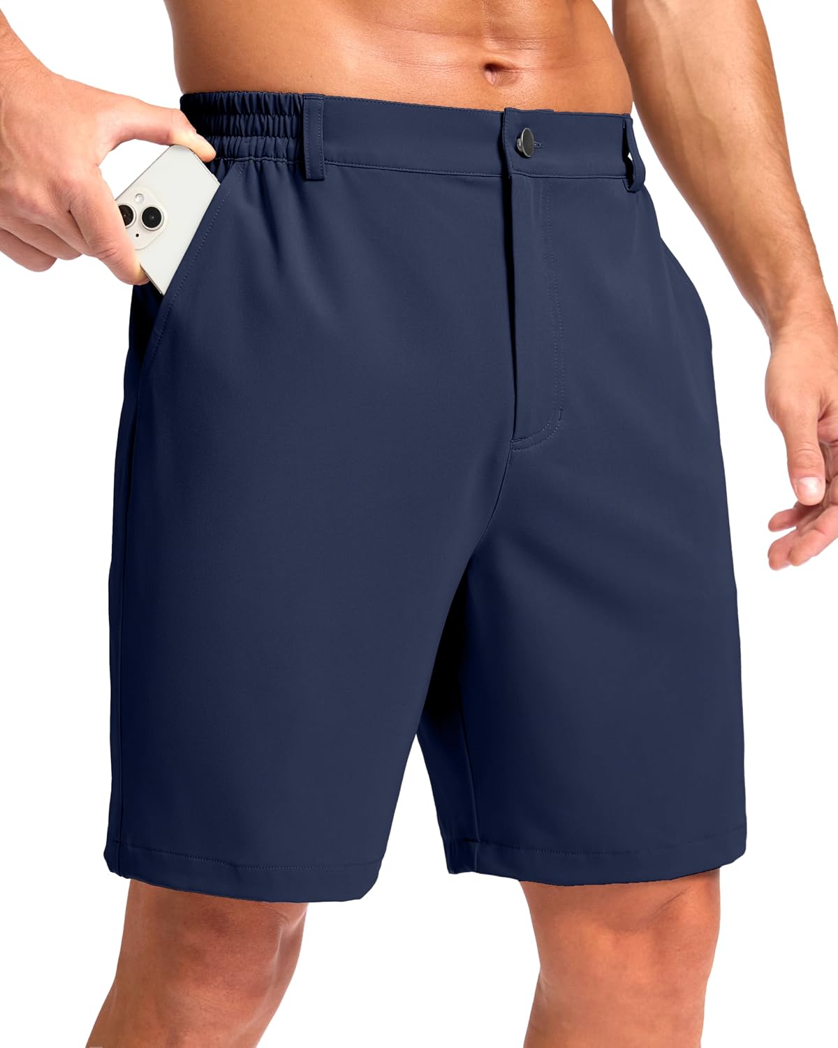 Detalle de Pudolla Men's Lightweight Casual Golf Shorts with 3 Pockets (7/9/5 in inseams)