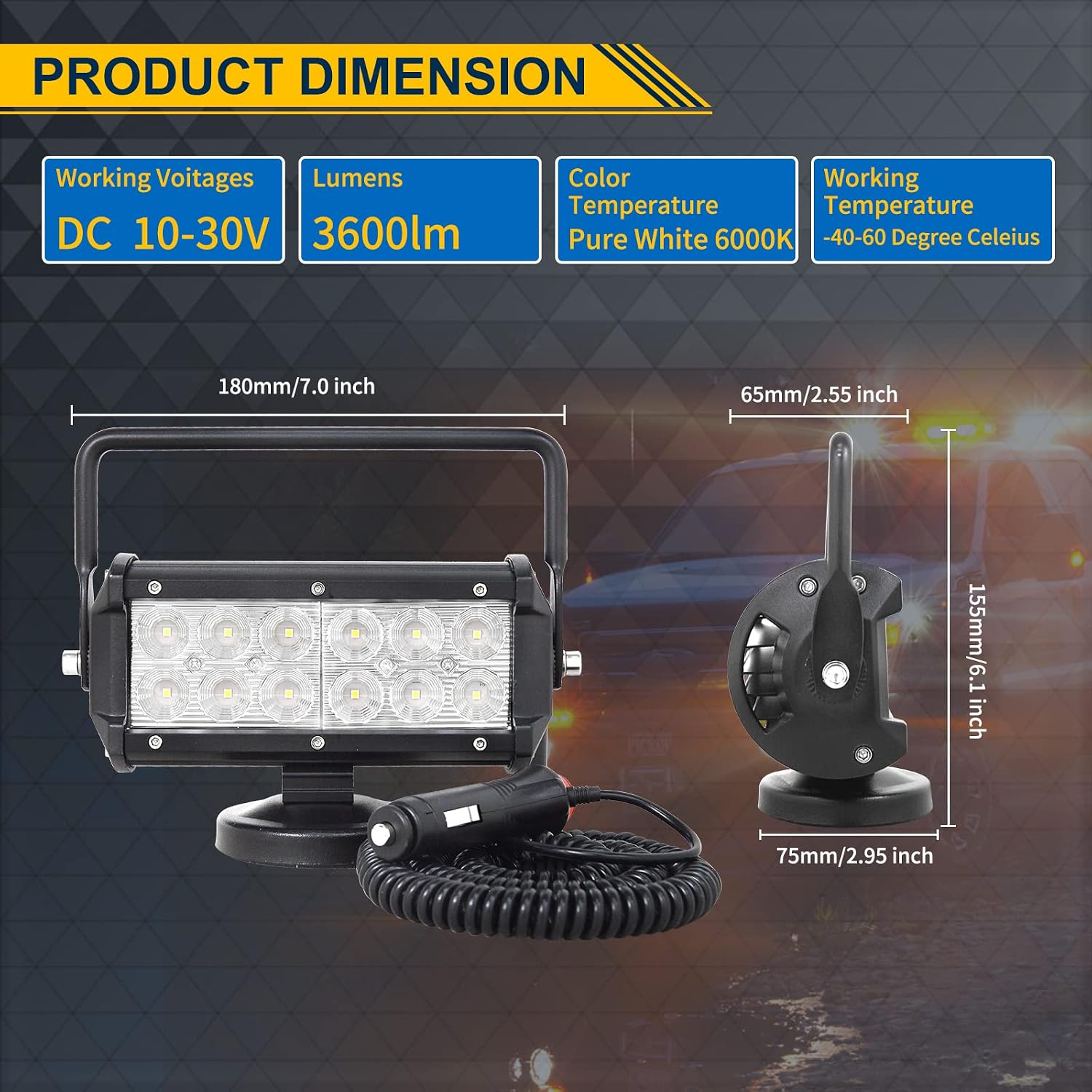 Detalle 2 de SKYWORLD 7 inch 36W Magnetic LED Work Light
