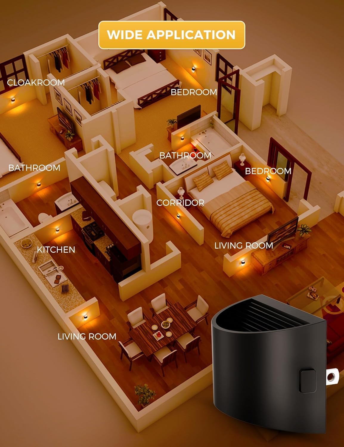 Thumbnail 6 de L LOHAS LED GY107 Plug-In Night Light, 3 Brightness Levels, Amber LED