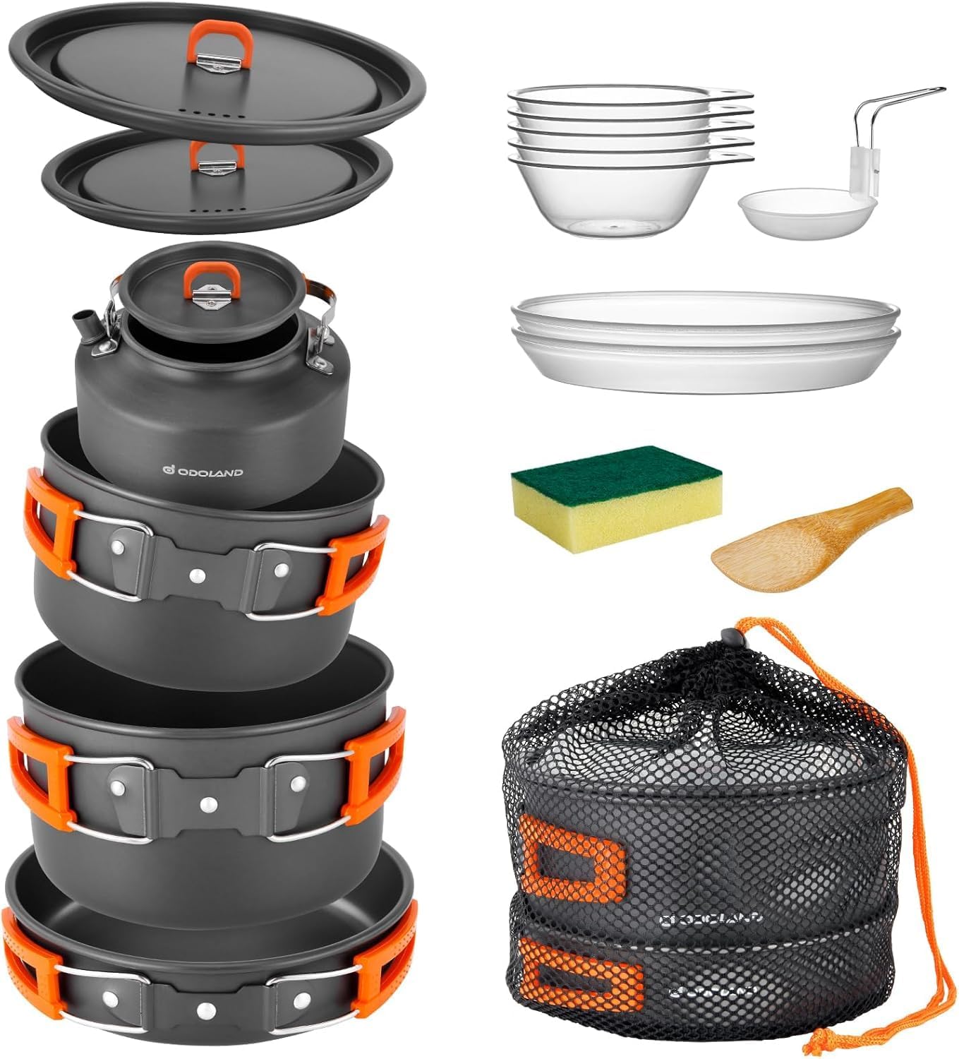 Detalle de Odoland Camping Cookware Set Review: Lightweight Non-Stick Kit for 4–6