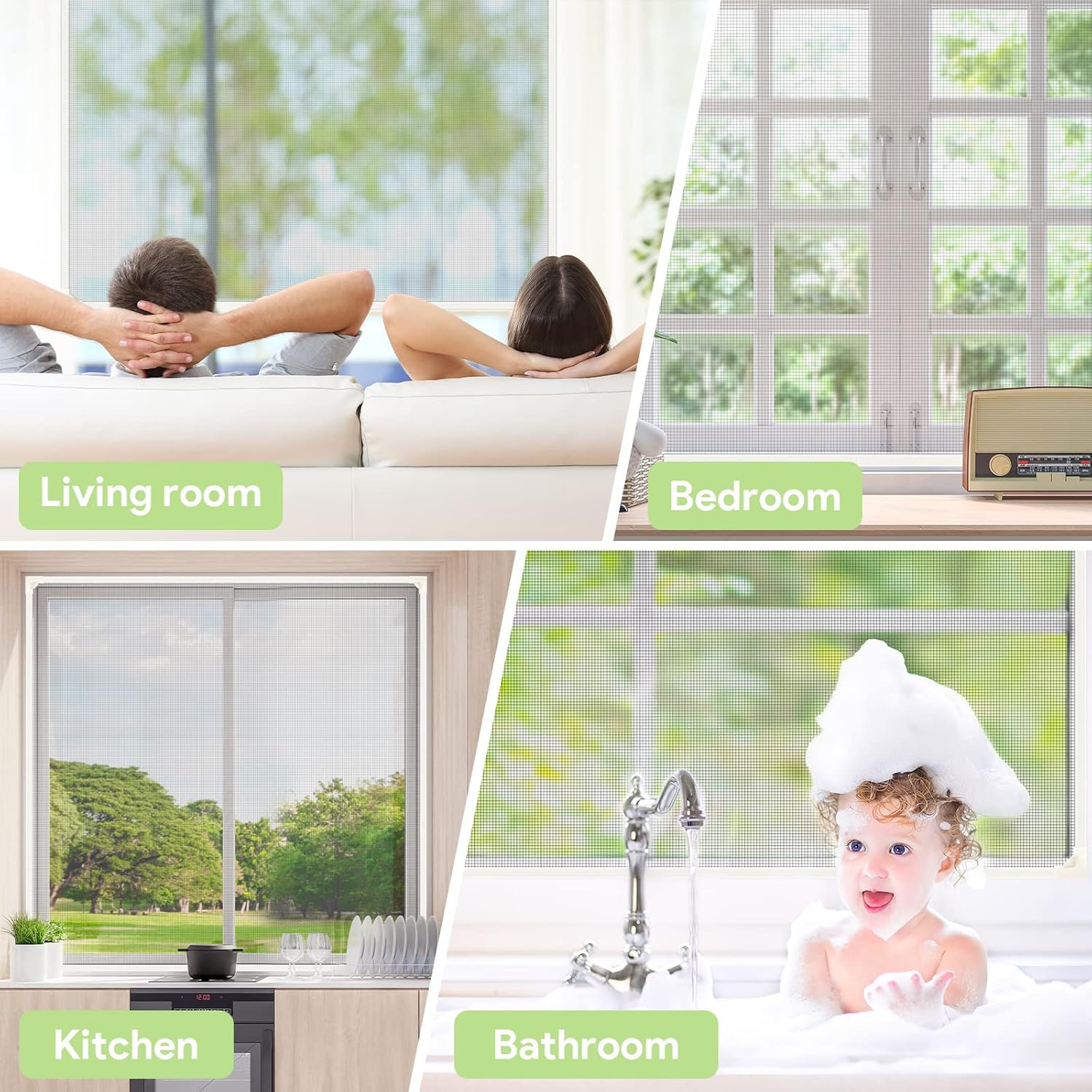 Thumbnail 2 de MOEGFY Magnetic Fly Screen Window Nets — Adjustable DIY Insect Screen for Windows (Max 48" x 43")