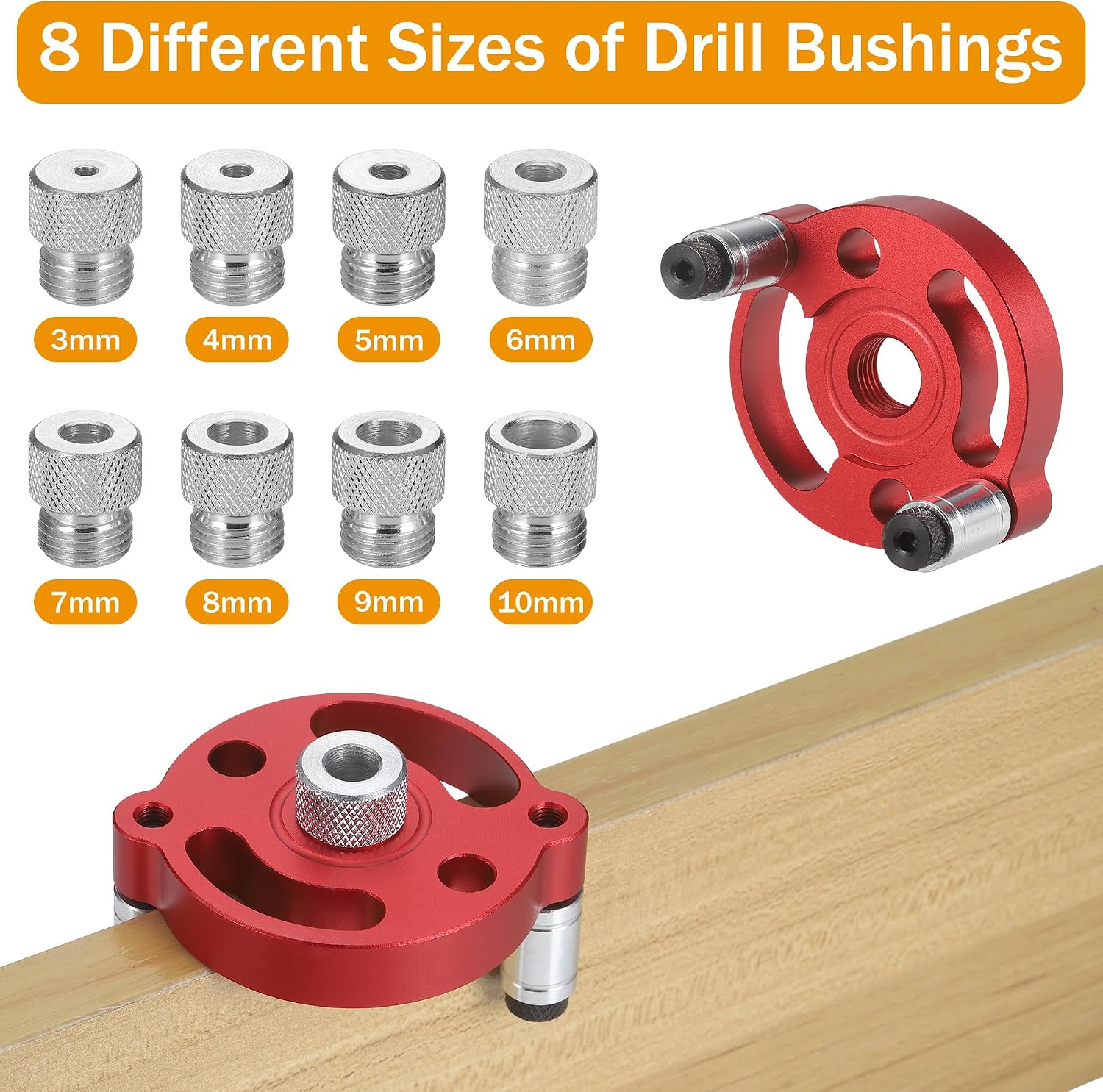 Detalle 1 de Zocipro borrjigg för trä med borrbussningar 3–10 mm, röd