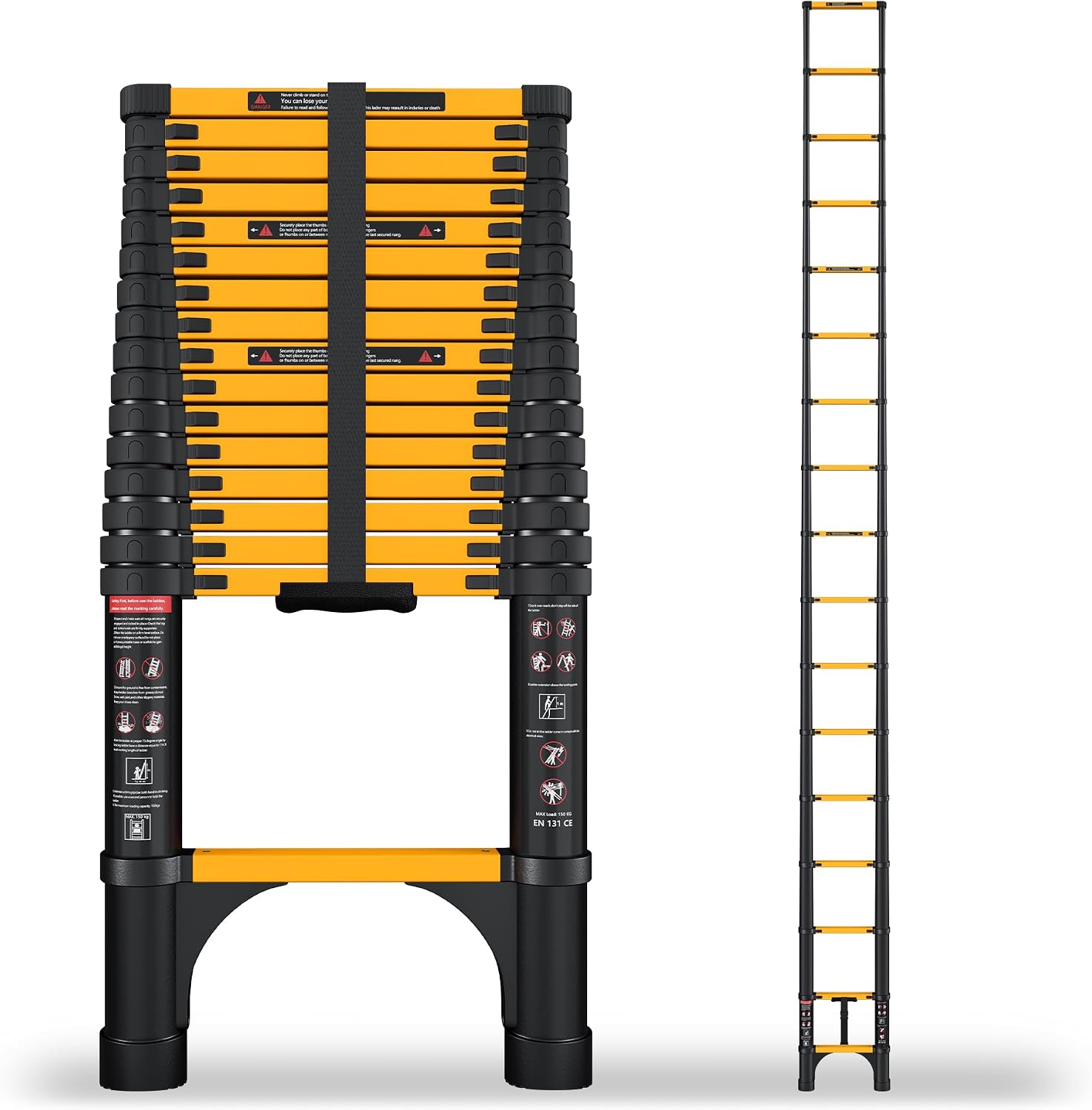 Detalle de SINMEIRUN 1630LY Telescoping Ladder, 16.5 ft, 330 lb Capacity, Aluminum
