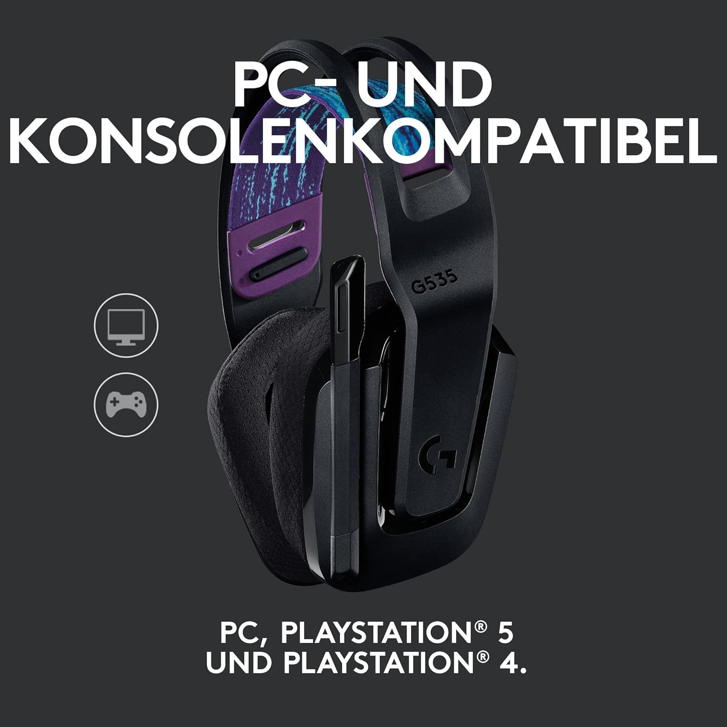 Thumbnail 4 de Logitech G535 LIGHTSPEED kabelloses Gaming-Headset (LIGHTSPEED, 33 Std. Akkulaufzeit, Flip-to-Mute) für PC/PS4/PS5