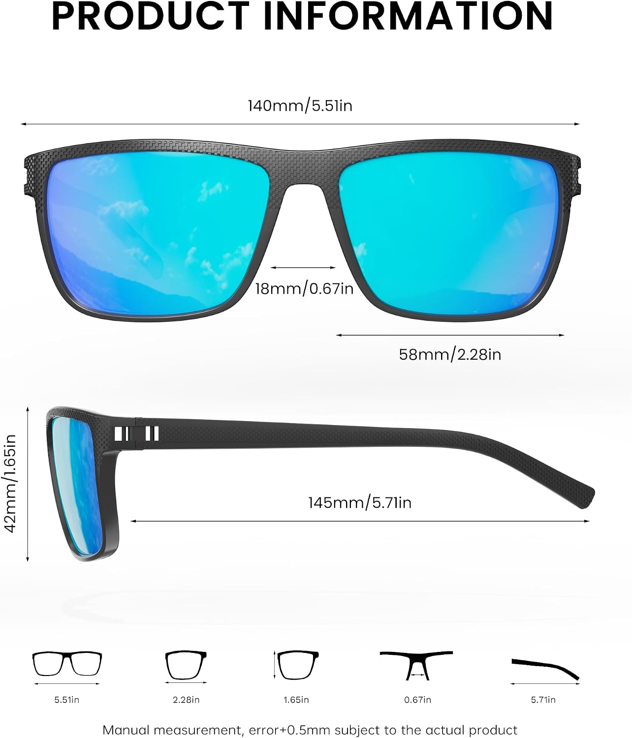 Thumbnail 5 de CIFOYA Polarized Square Sunglasses — Unisex UV Protection for Outdoor Activities