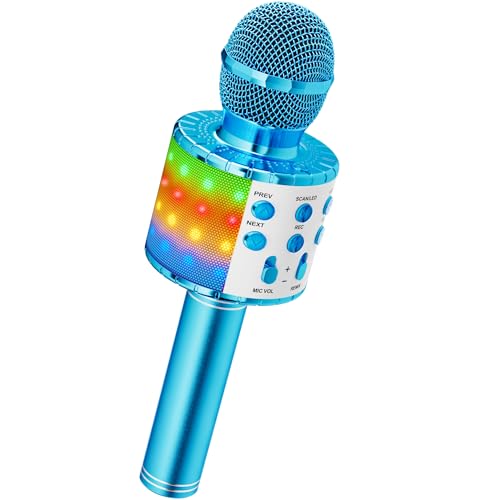 Ankuka AP05 Microphone Sans Fil Karaoké 4 en 1 avec LED — Bleu