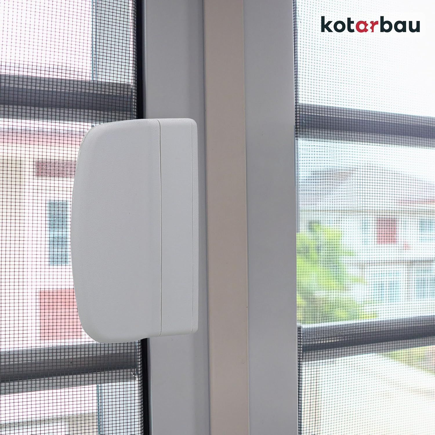 Thumbnail 1 de KOTARBAU loqueteau de porte de balcon pratique avec poignée universelle (blanc) – 6 coloris et sécurité fumeur