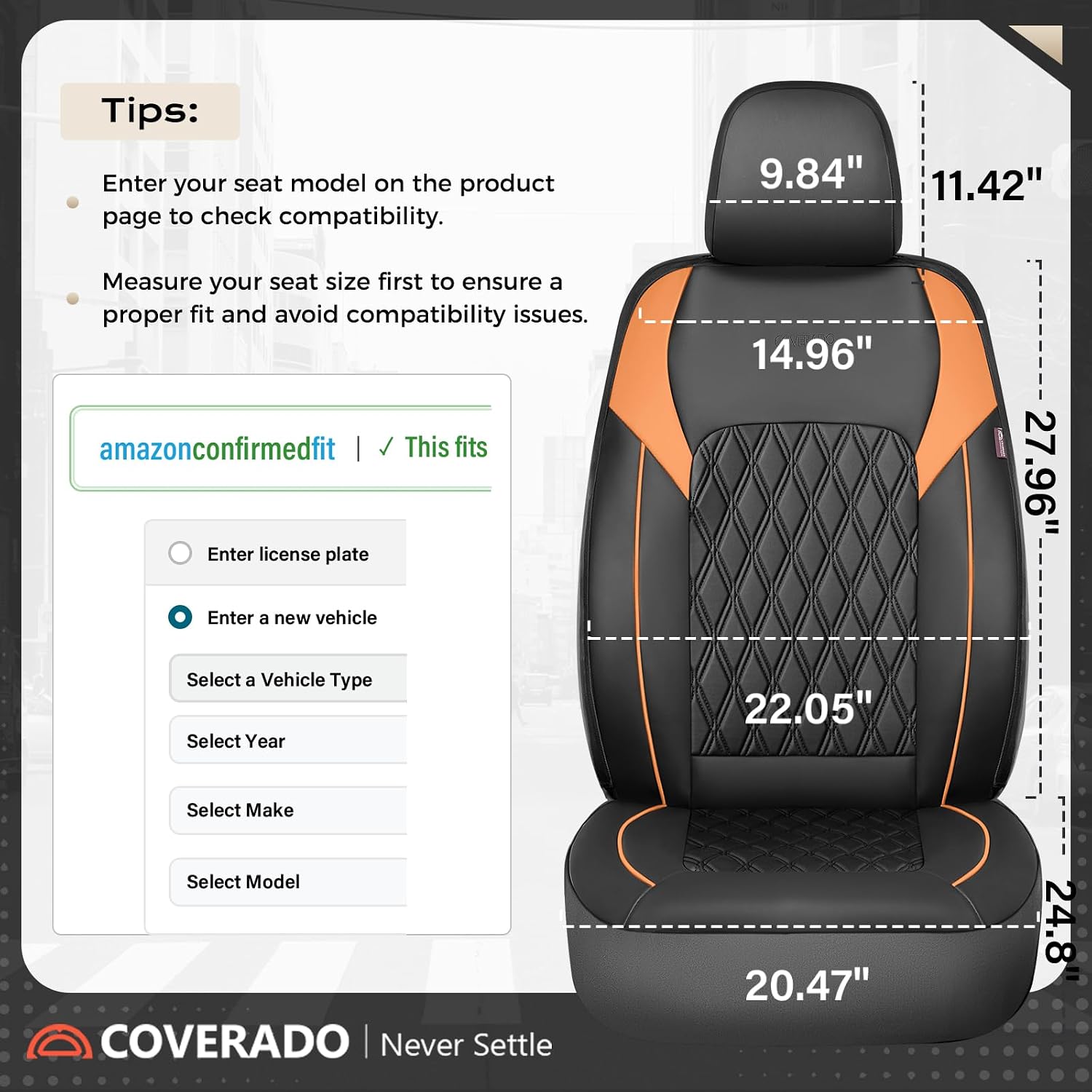 Detalle de Coverado Front Seat Covers, Faux Leather