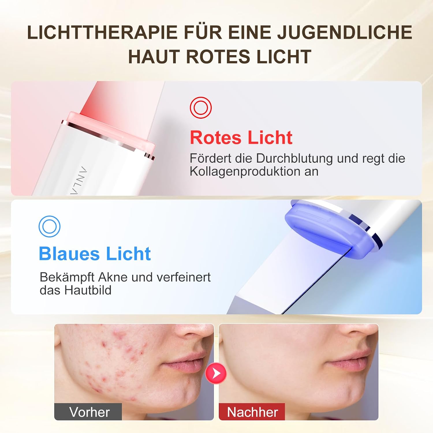 Detalle 2 de ANLAN Ultraschall Skin Scrubber 6‑in‑1 Gesichtspflegegerät