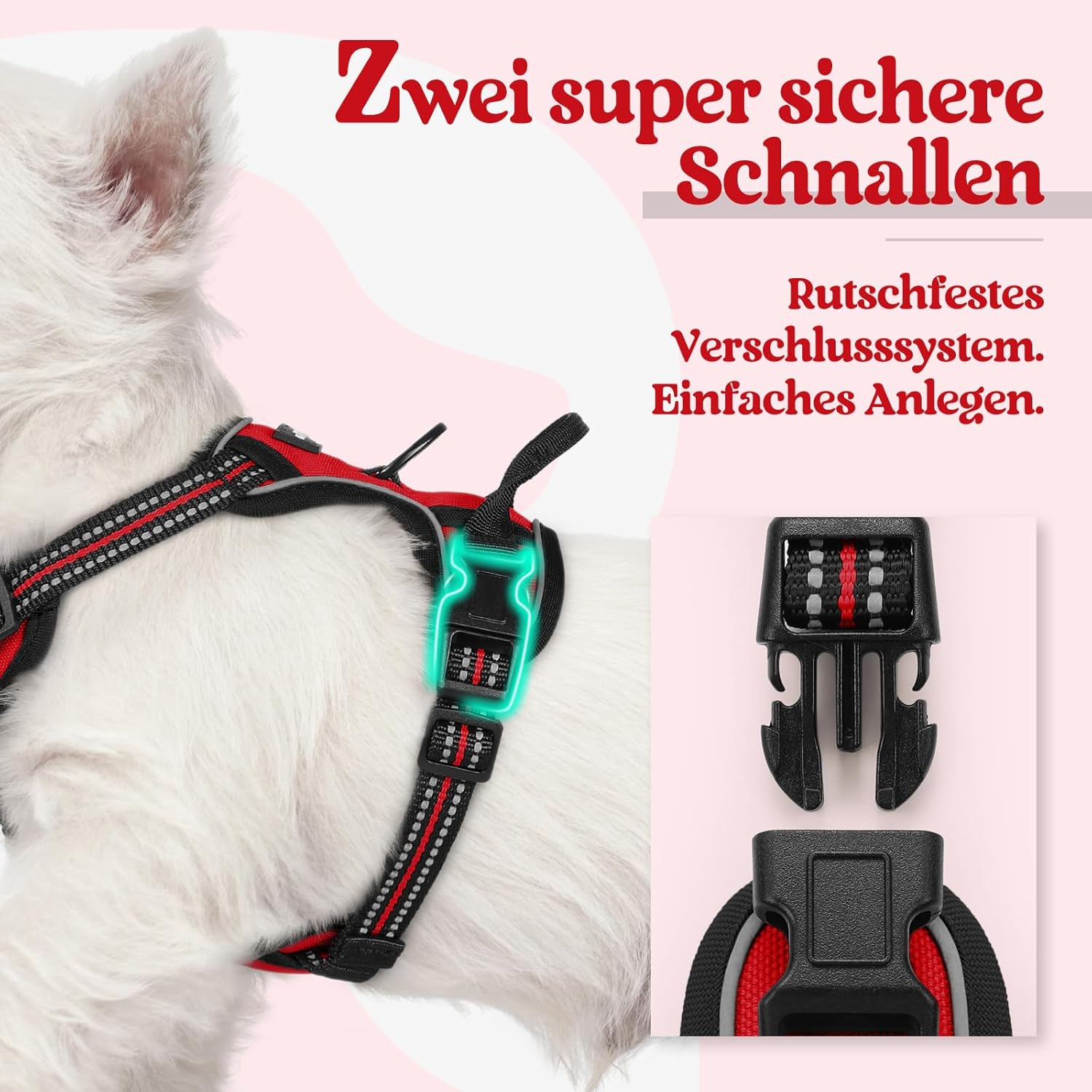 Detalle 2 de Rabbitgoo Hundegeschirr XS – Anti Zug, verstellbar & atmungsaktiv für Kleine Hunde