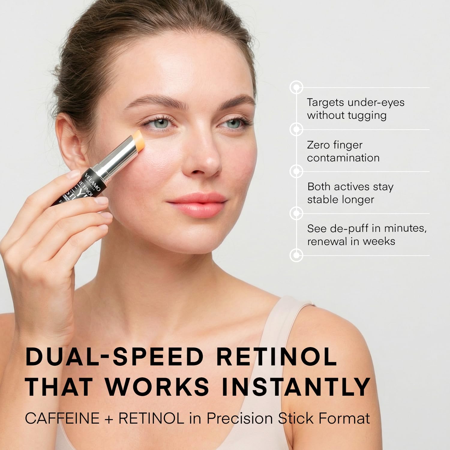 Detalle de VELAMO ADVANCED Retinol Eye Stick: A Multi-Action Brightening & Anti-Aging Eye Balm