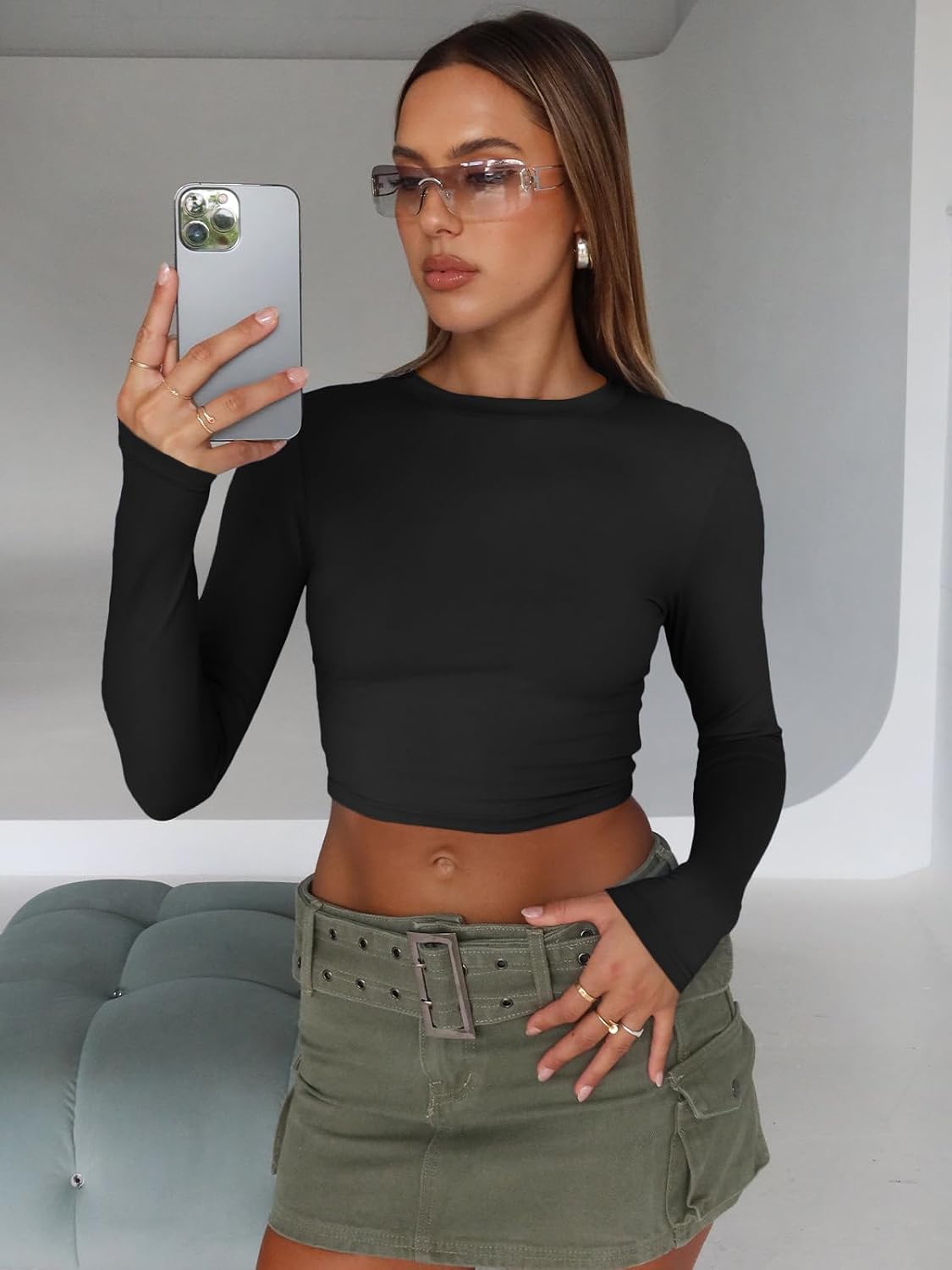 Detalle de Trendy Queen Womens Long Sleeve Crop Top for Teens