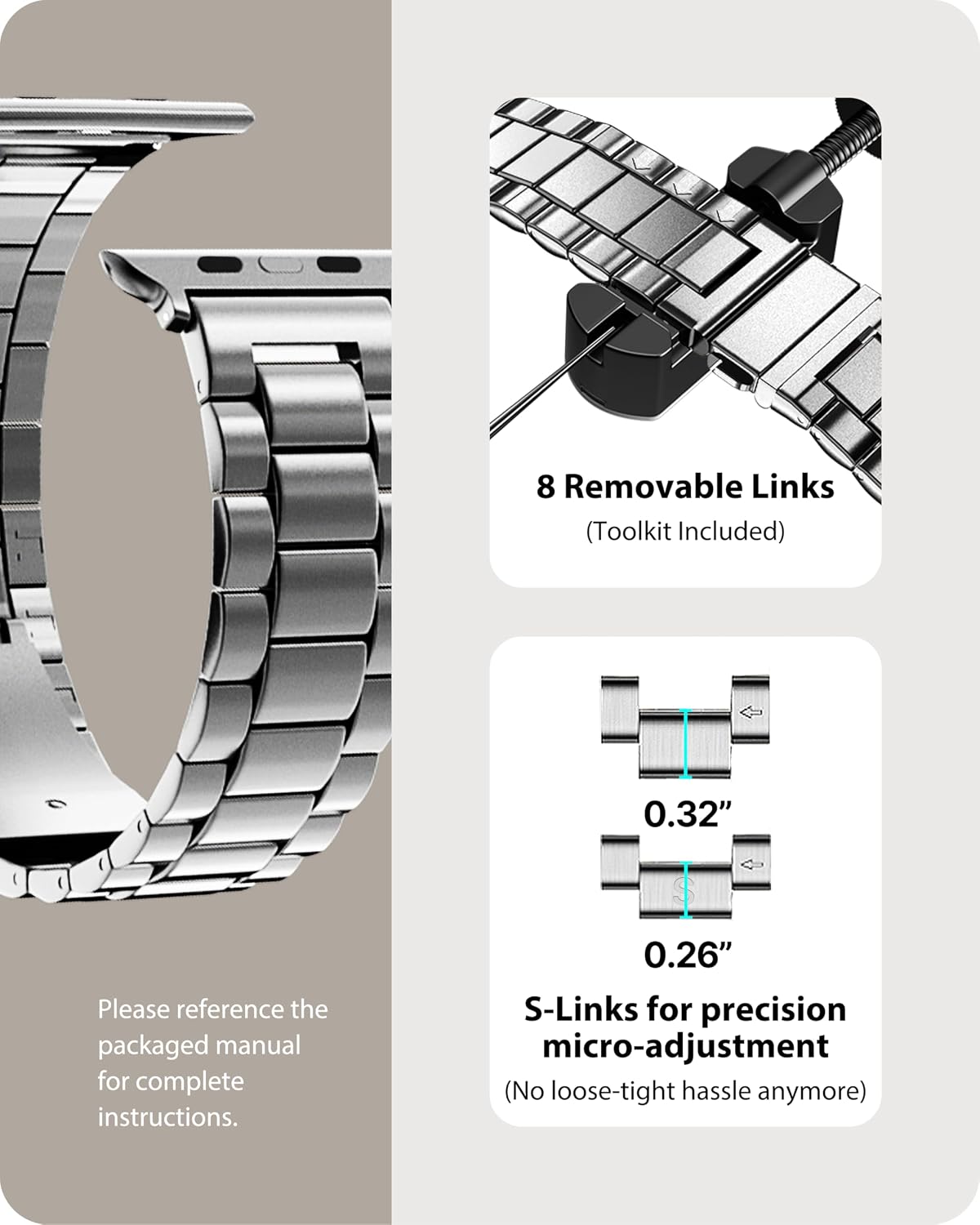 Detalle 2 de Fullmosa Cinturino Acciaio per Apple Watch 44mm 45mm 42mm