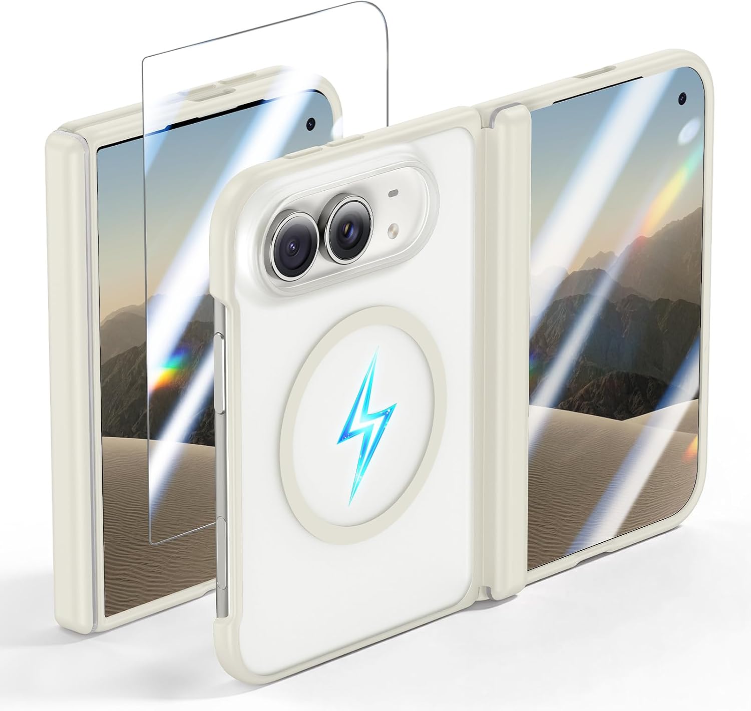 Detalle de Goton ZHYT iPhone Duo Case for MagSafe, Cream, Slim Foldable Design