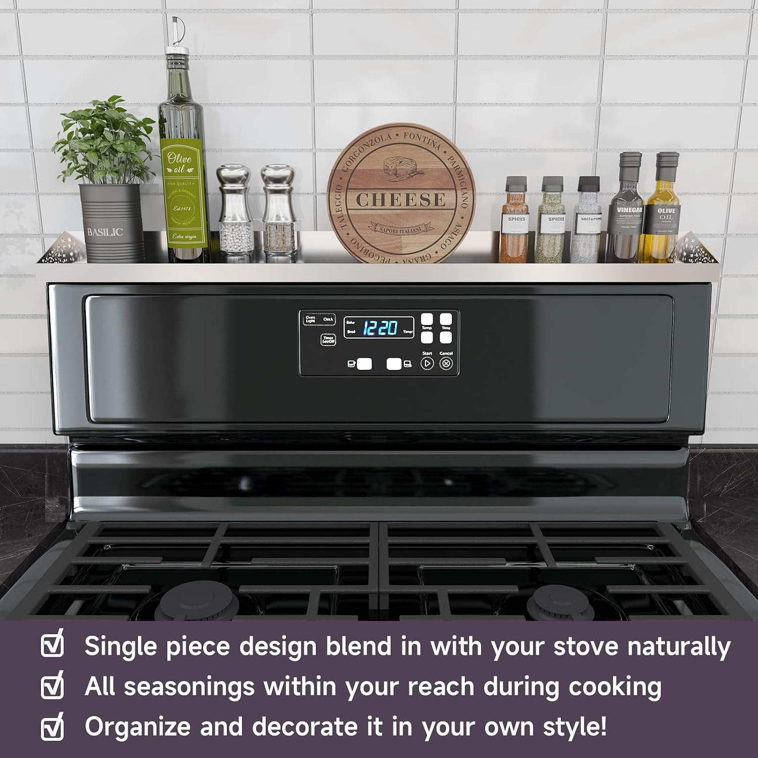 Thumbnail 1 de STUTOV 30" Magnetic Stove Top Shelf — Stainless Steel Spice Rack & Over-Stove Organizer