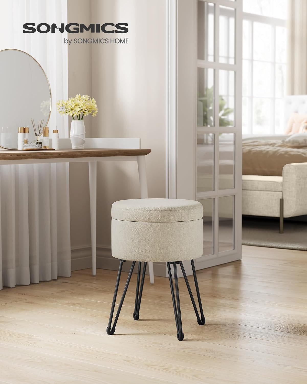 Detalle 2 de SONGMICS LOM002R01 pouf contenitore 9,4 L rosa