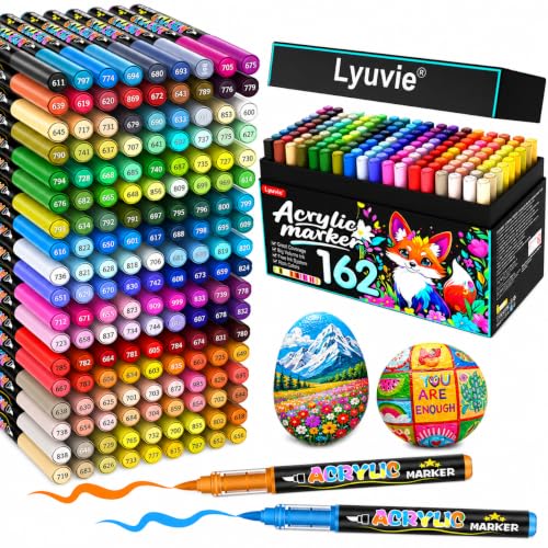 Lyuvie 162 Colores: Rotuladores Acrílicos con Pincel y Base de Agua