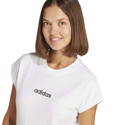 Thumbnail 6 de Adidas Mujer Essentials Linear Cotton Shirt – camiseta blanca con negro, talla M
