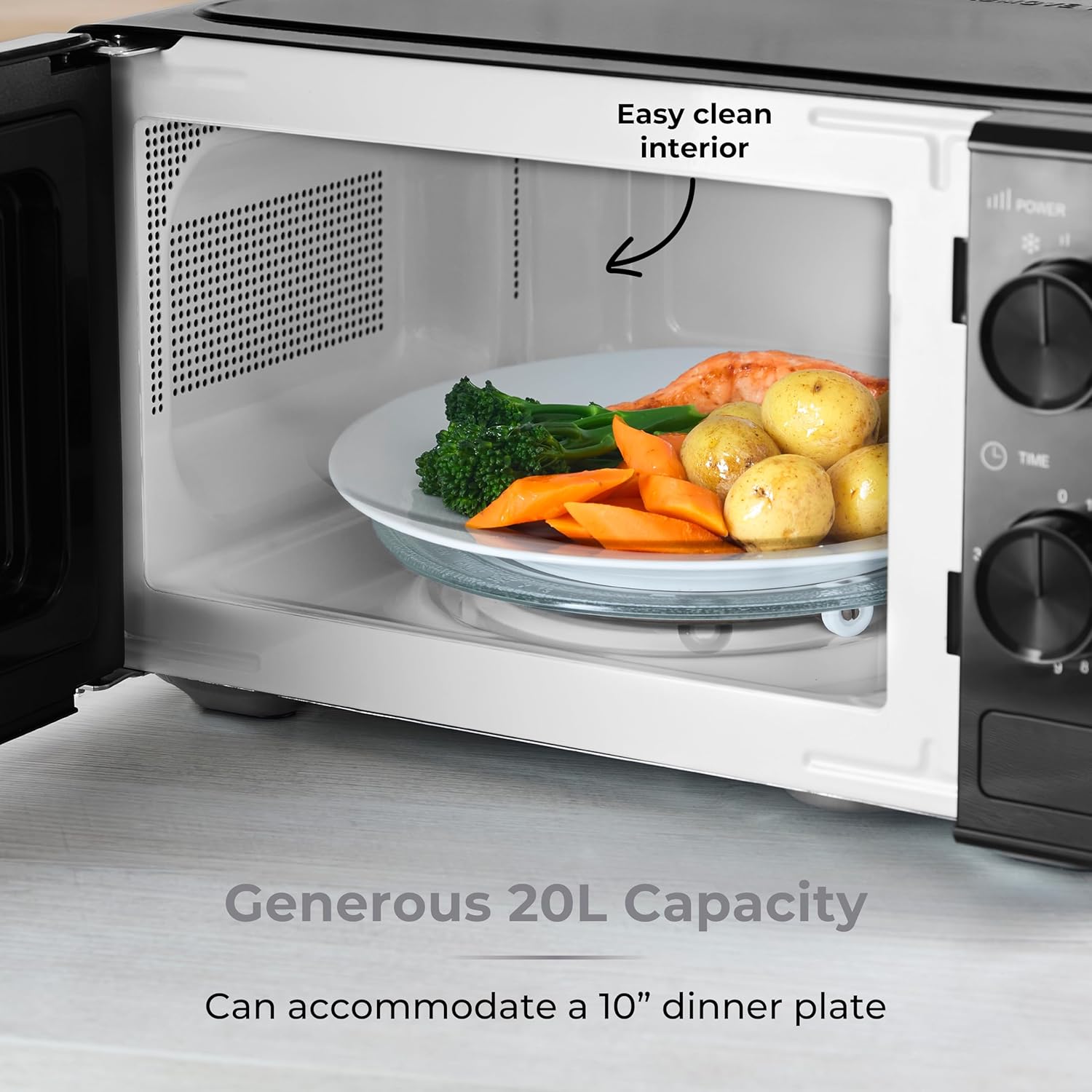 Detalle de Tower Manual 20 Litre 800W Microwave with Dial Controls (T24044BLK)