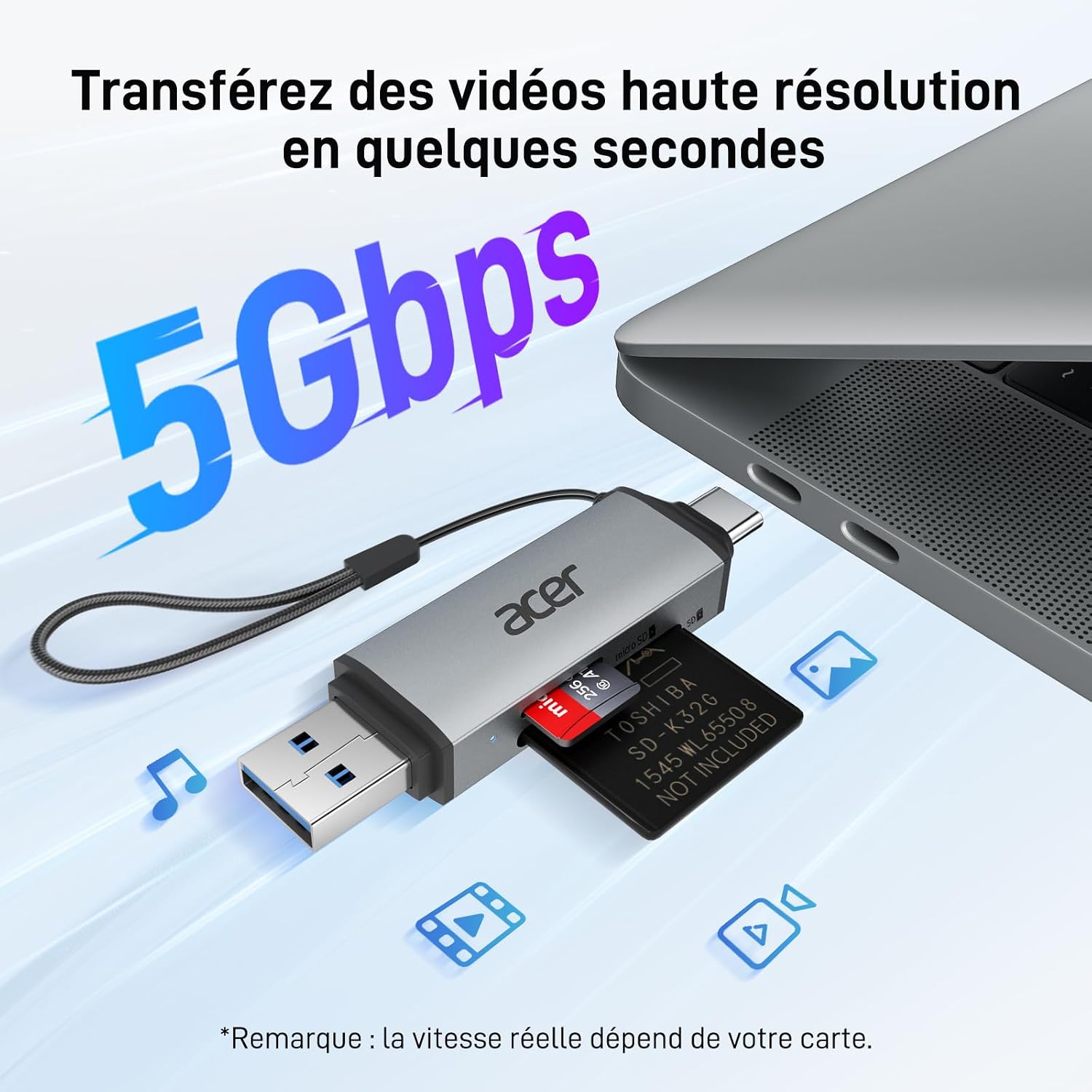 Thumbnail 1 de Acer Lecteur de carte SD 3.0 pour SD/Micro SD