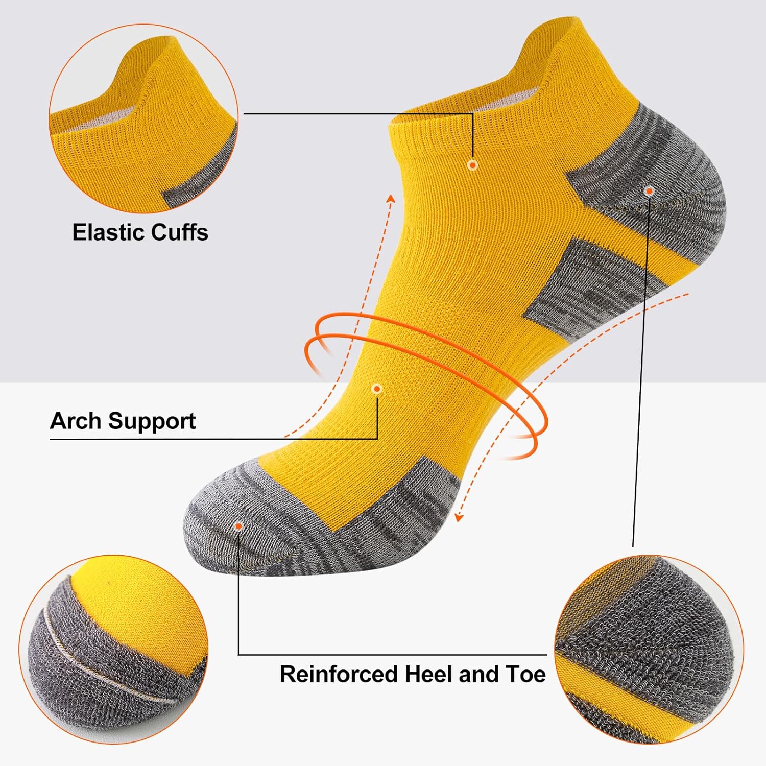 Thumbnail 6 de SockWaddles Trainer Socks for Men: 6 Pairs Cushioned Ankle Socks with Arch Support for Running, Walking, Hiking and Cycling