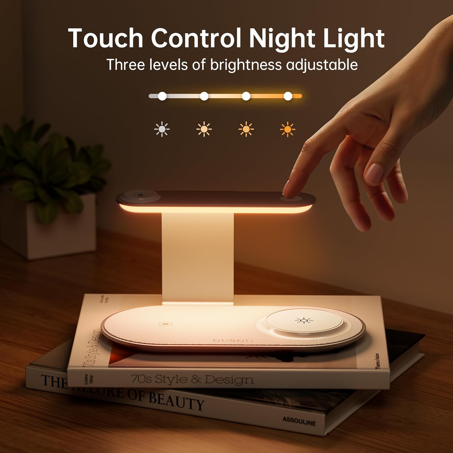 Thumbnail 1 de GUSGU 3-in-1 MagSafe wireless charging station with three-level night light (15W max)