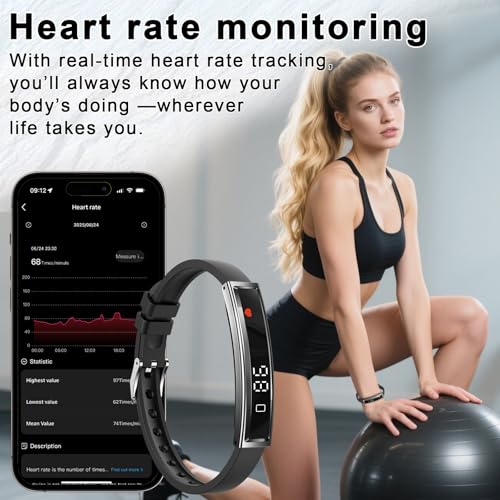 Detalle de Efolen reloj inteligente ultraligero (16,5 g) para mujer y hombre: pulsera con monitor 24/7 de sueño, ritmo cardiaco y 12 deportes