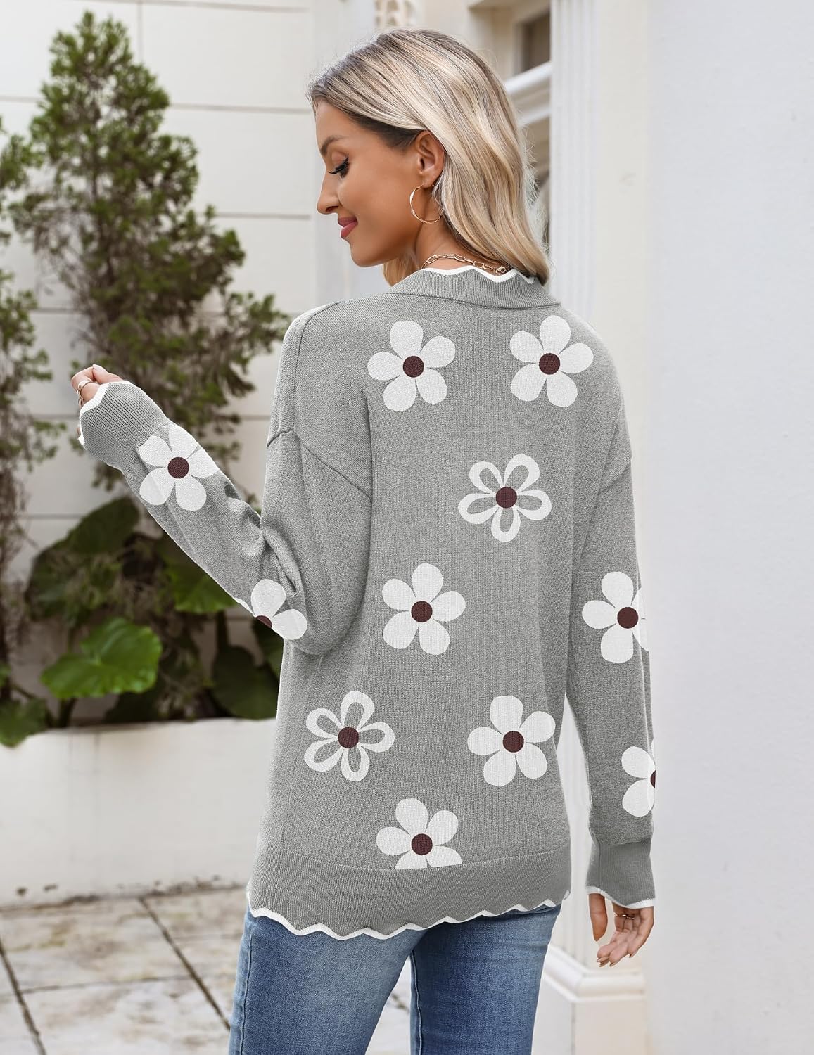 Thumbnail 1 de Zeagoo Women's V-Neck Ribbed Knit Sweater, Long Sleeve, Lightweight Loose Fit