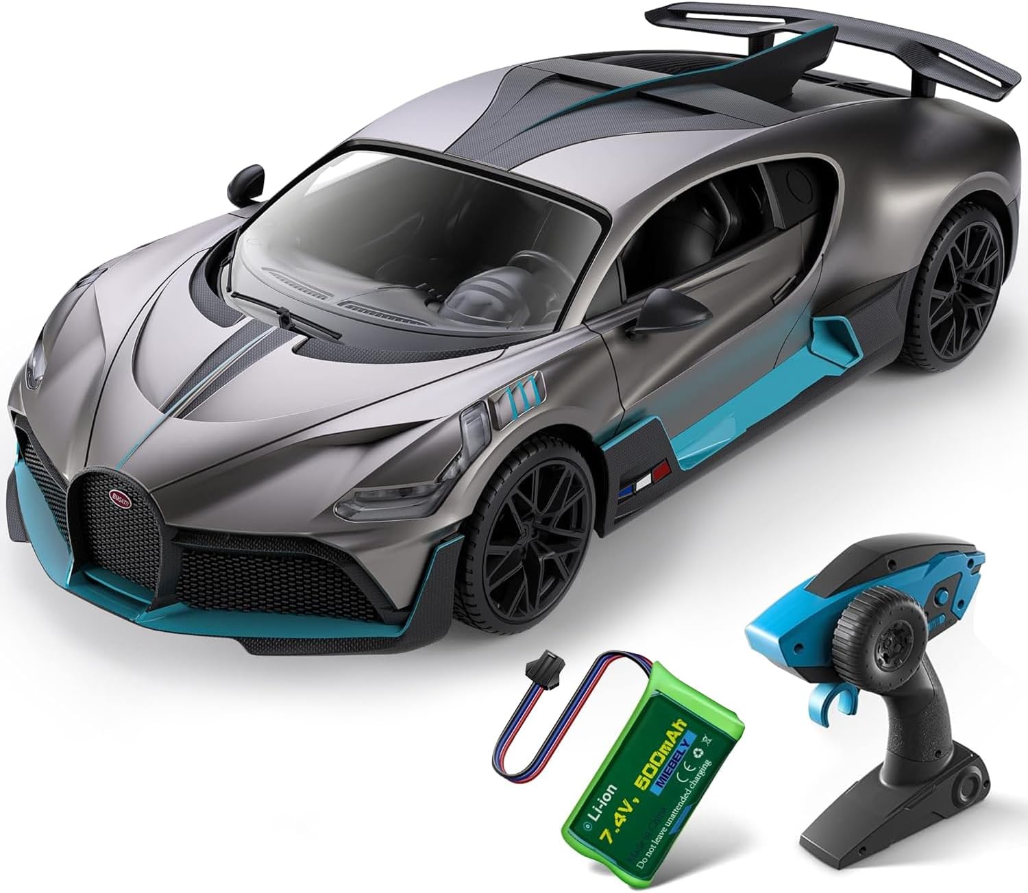 MIEBELY Bugatti Divo 1/16 Scale RC Car (2.4Ghz, 12Km/h) with Headlight, Proportional Trigger Control