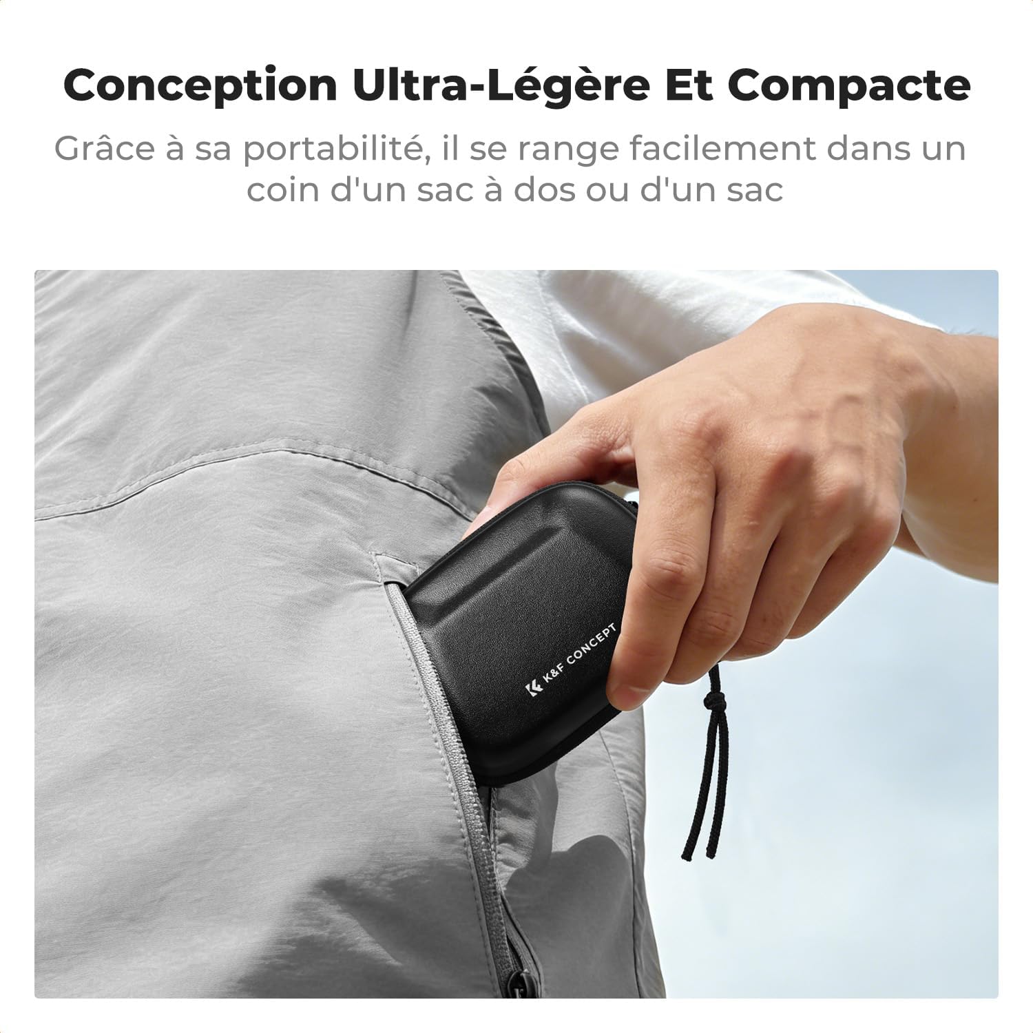 Detalle de Étui de transport K&F CONCEPT pour caméra — coque rigide EVA, compatible Osmo Action 6/3/4/5 Pro, GoPro Hero 13 à 9, Insta360 Ace/Ace Pro/2