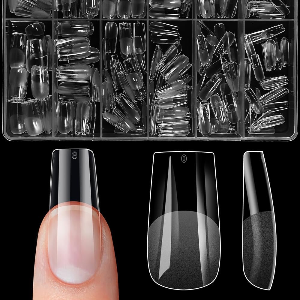 Detalle de ZIFUTON 504 Pezzi Tip In Gel Quadrate per Unghie – Kit professionale con 12 misure