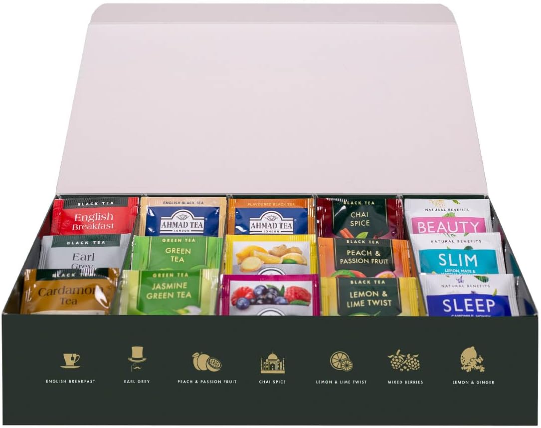 Detalle de Ahmad Tea Assortimento Degustazione 15 Miscele di Tè – Regalo raffinato e variegato per gli amanti del tè